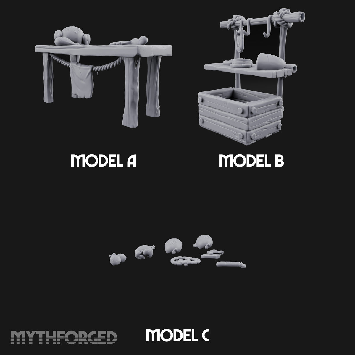 Chopping Block Chorus Wooden Butcher Shop Terrain Set — All