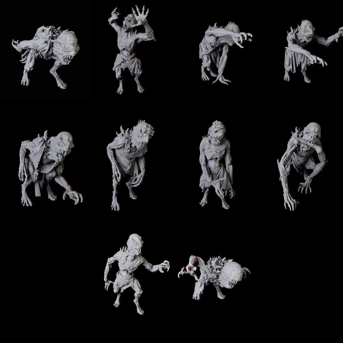 10 Ghouls Miniature for Dungeons and Dragons, Pathfinder or other TTRPGs