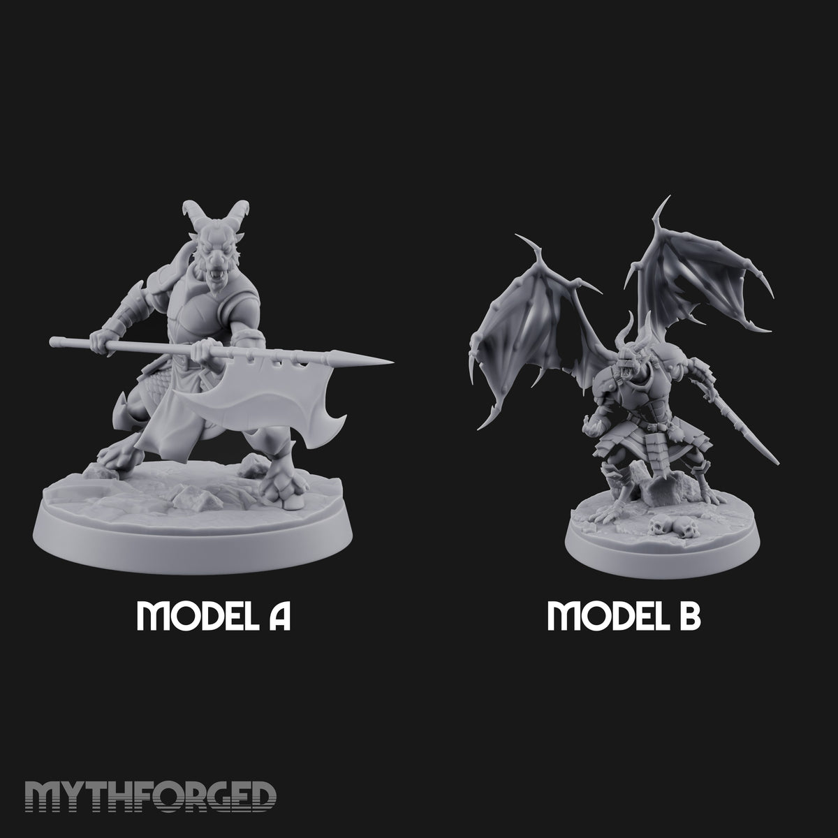 One Grounded, One Gliding Dragonborn Warriors — All