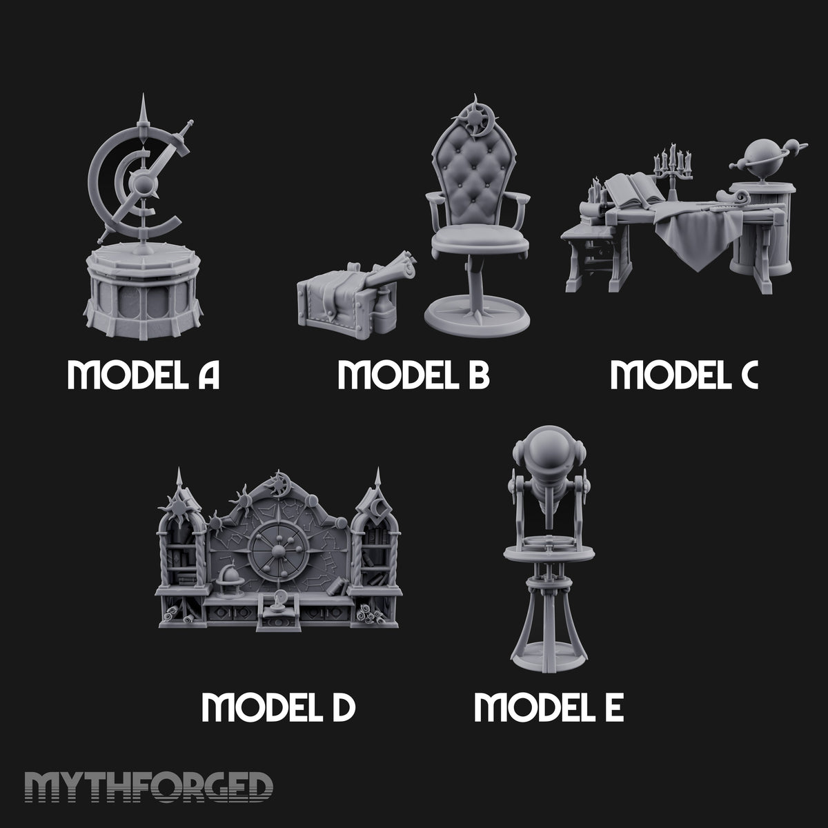 Stargazers' Study Hall Ornate Astronomer Furniture Set — All