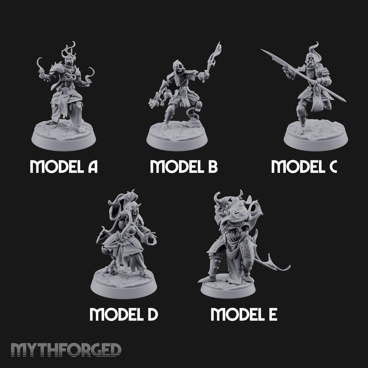 Skulls Aflame Skeleton Warriors with Boss — All · Flame Hands + Flail & Sword + Glaive + Flame Orb