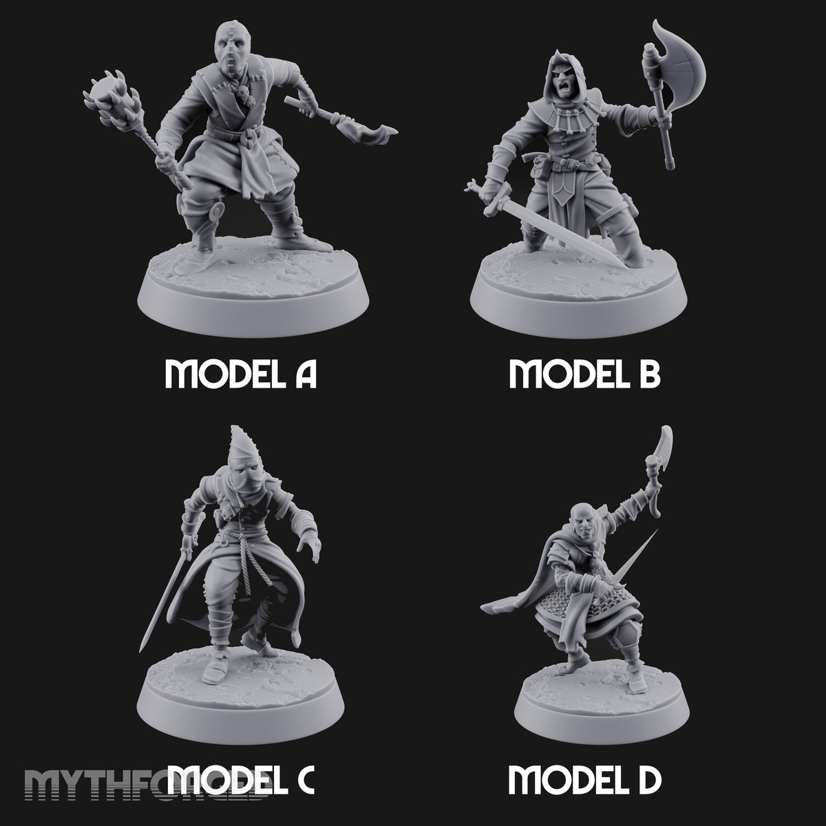 Masks On, Doctrine Off Human Cultists — All · Mace + Axe & Sword + Sword + Axe & Dagger