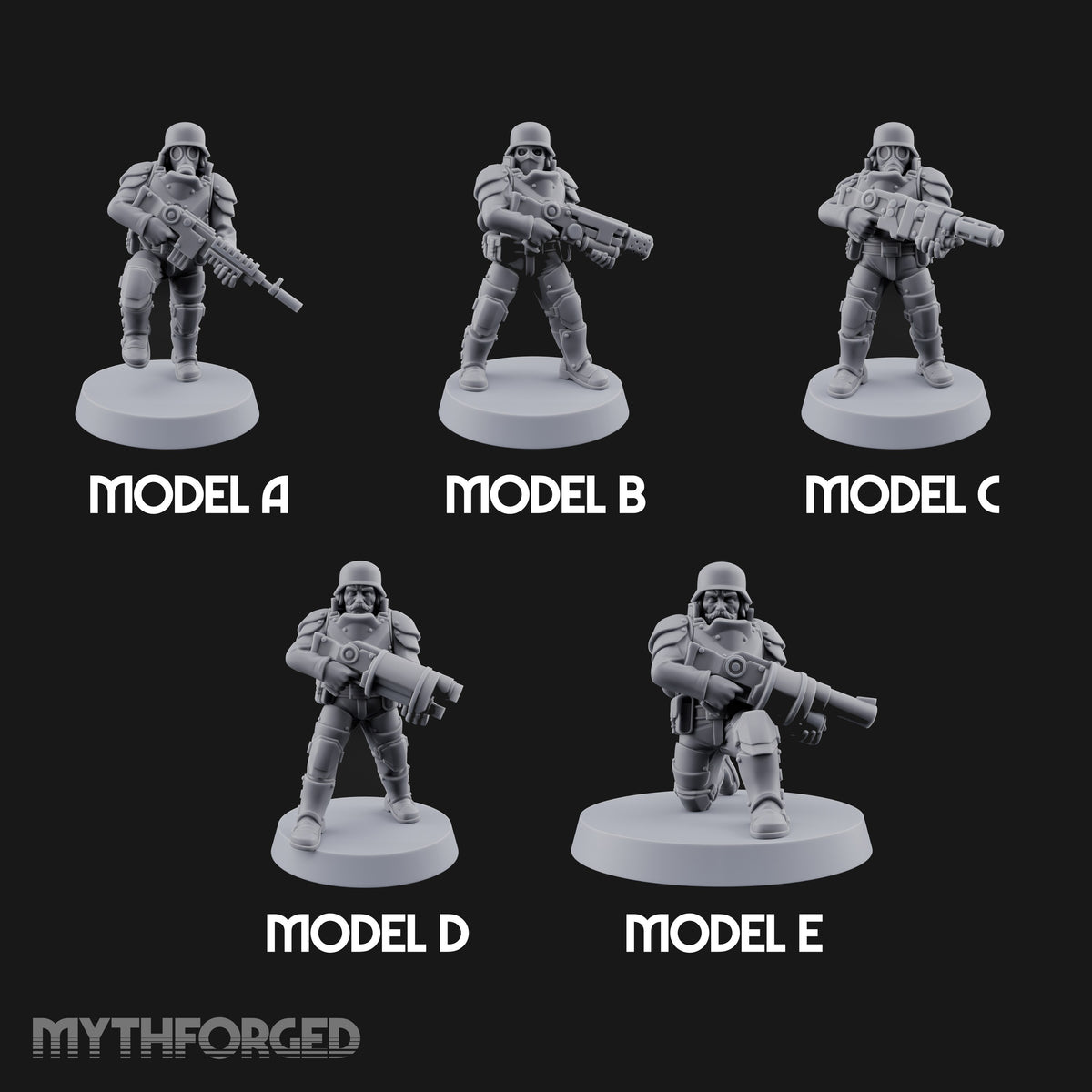 Trust the Moustache Human Armoured Heavy Weapons Soldiers — All · Gun 1 + Gun 2 + Gun 3 + Gun 4 + Gun 5