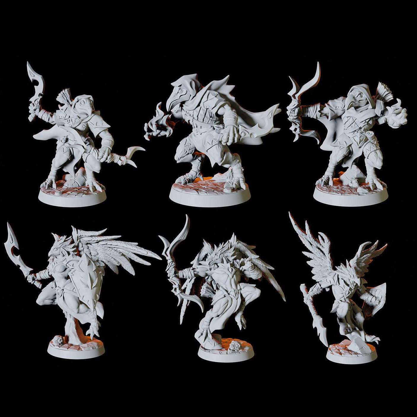 Aarakocra Army - Six Soldiers Miniature for Dungeons and Dragons, Pathfinder or other TTRPGs
