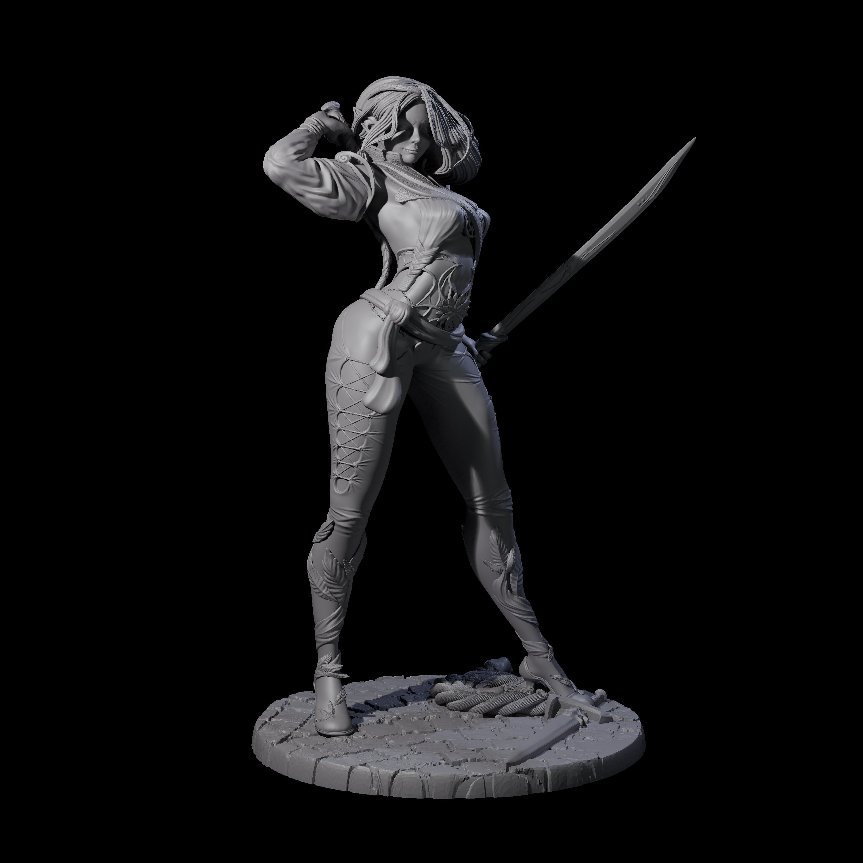 Abina - Daring Elf Swordmaster Miniature for Dungeons and Dragons, Pathfinder or other TTRPGs