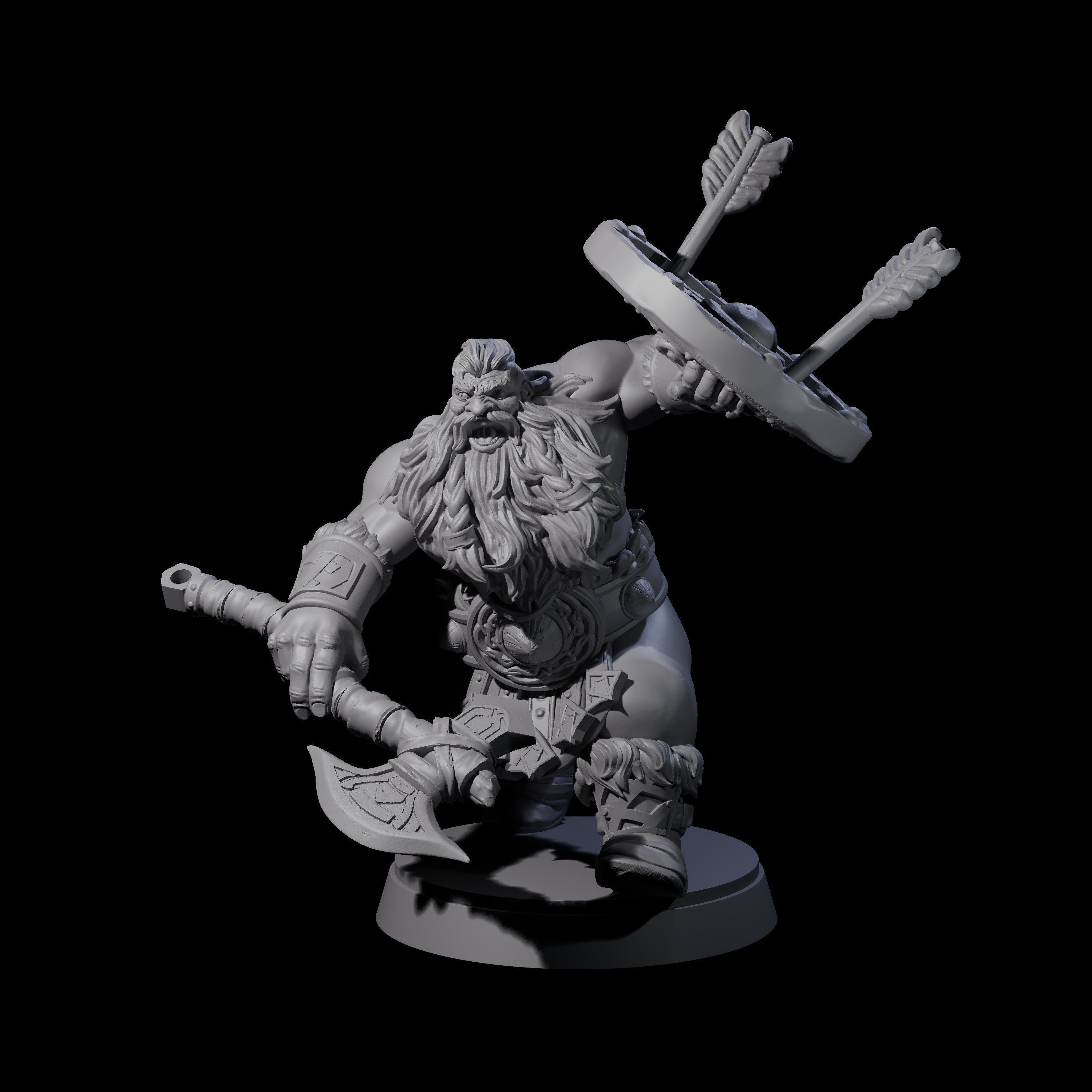 Advancing Dwarf Barbarian B Miniature for Dungeons and Dragons, Pathfinder or other TTRPGs