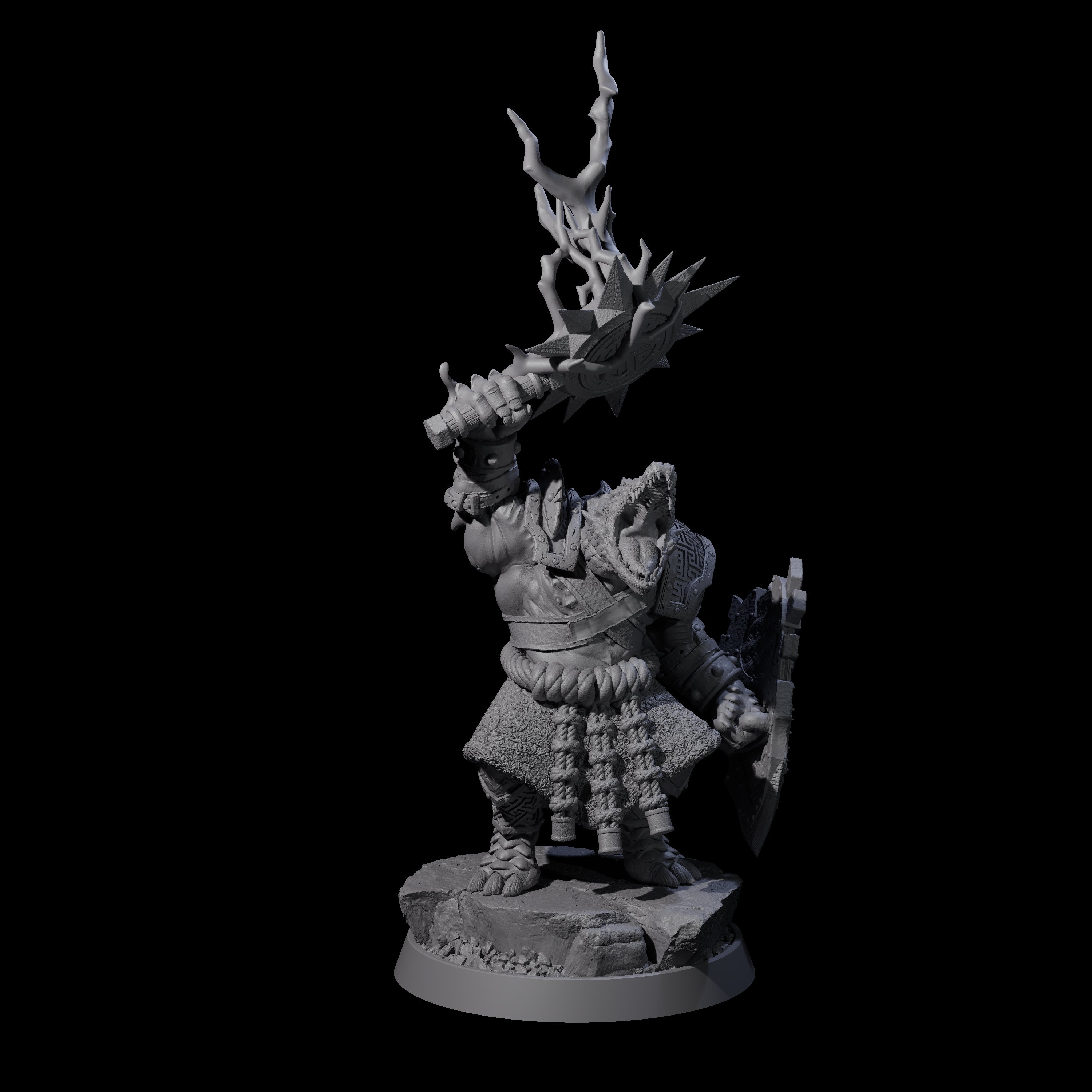 Aggressive Crocodilian Lizardfolk B Miniature for Dungeons and Dragons, Pathfinder or other TTRPGs