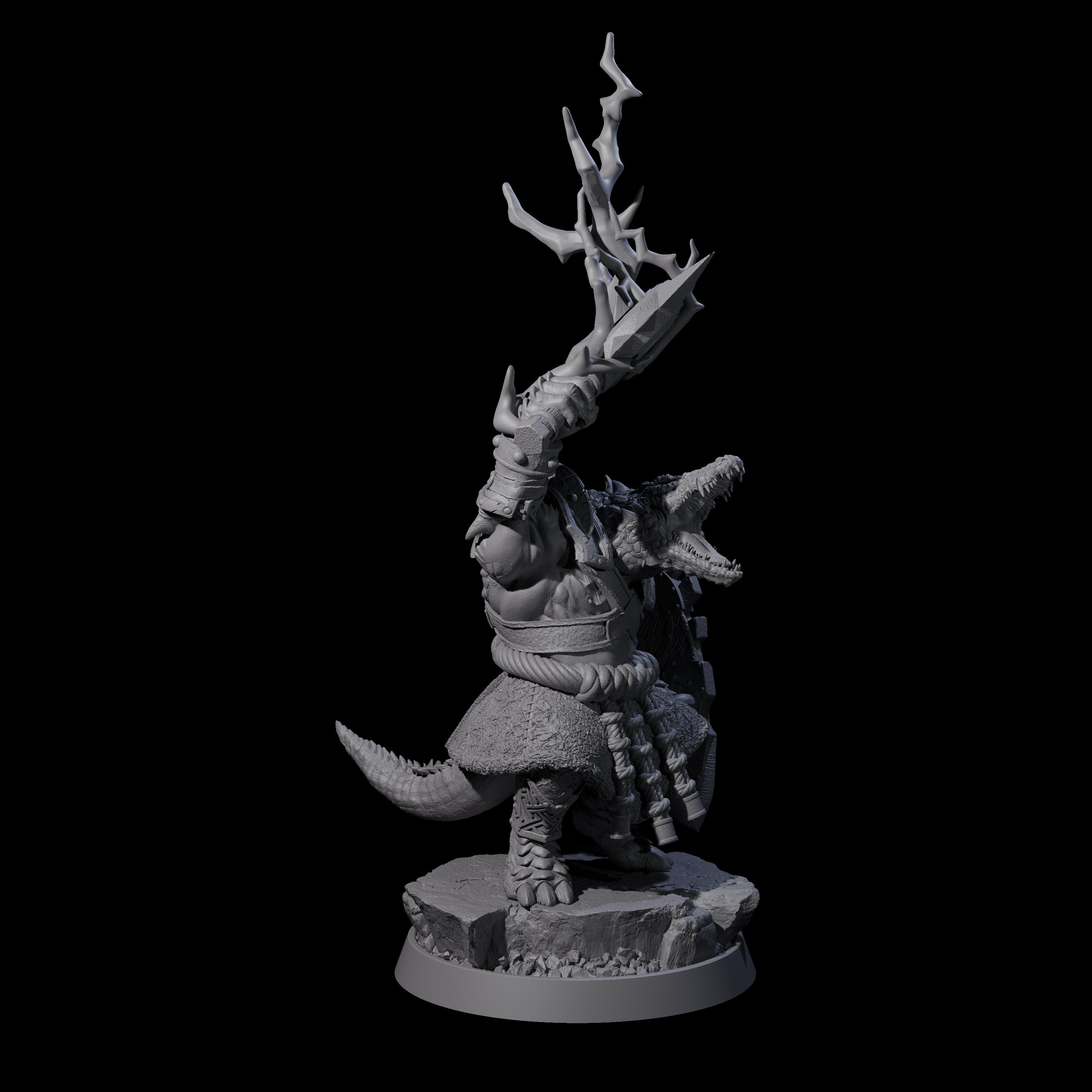 Aggressive Crocodilian Lizardfolk B Miniature for Dungeons and Dragons, Pathfinder or other TTRPGs