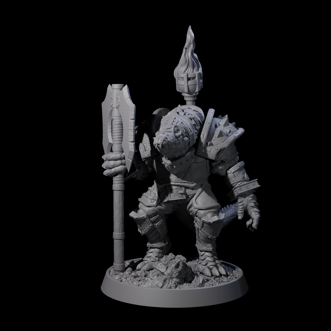 Aggressive Crocodilian Lizardfolk D Miniature for Dungeons and Dragons, Pathfinder or other TTRPGs