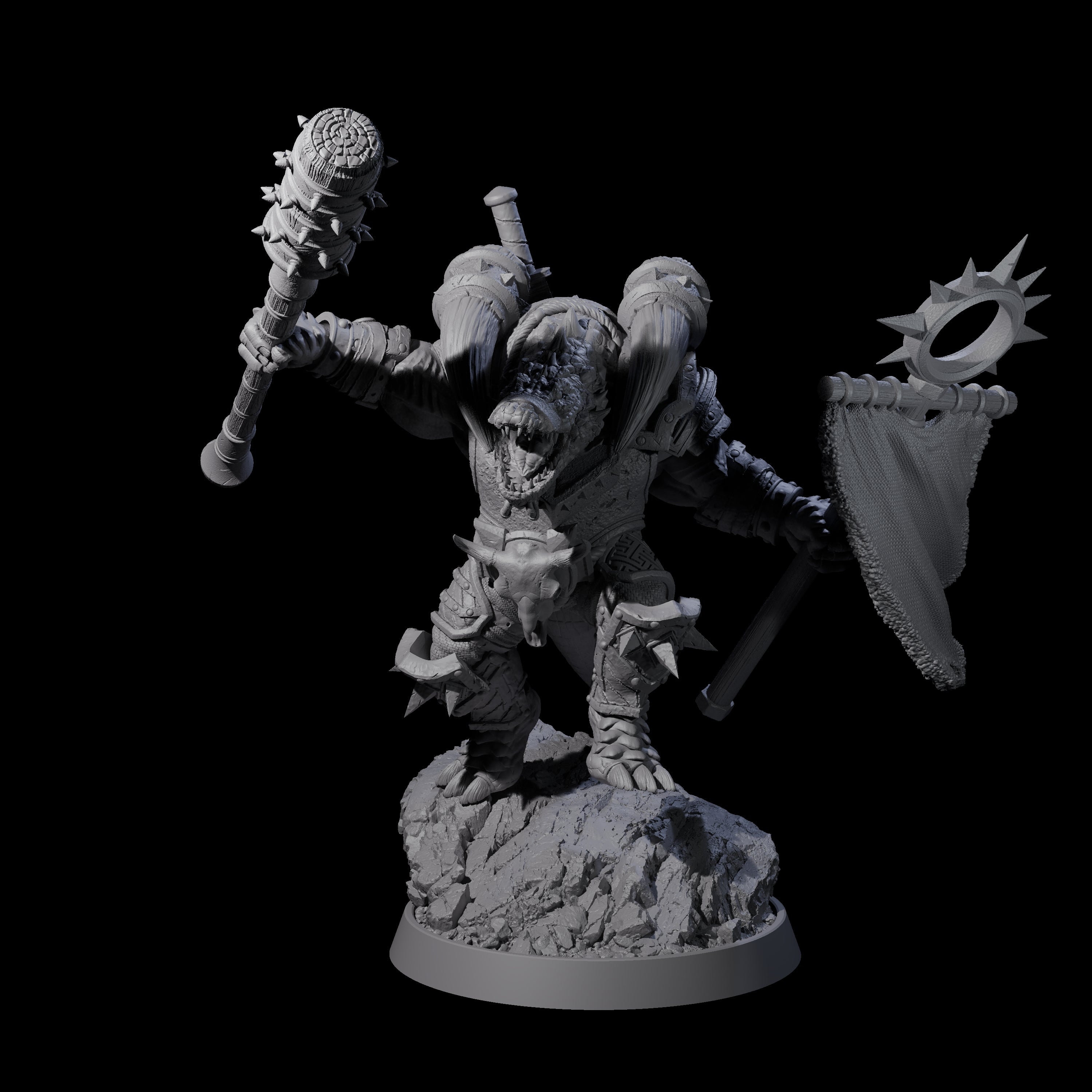 Aggressive Crocodilian Lizardfolk E Miniature for Dungeons and Dragons, Pathfinder or other TTRPGs
