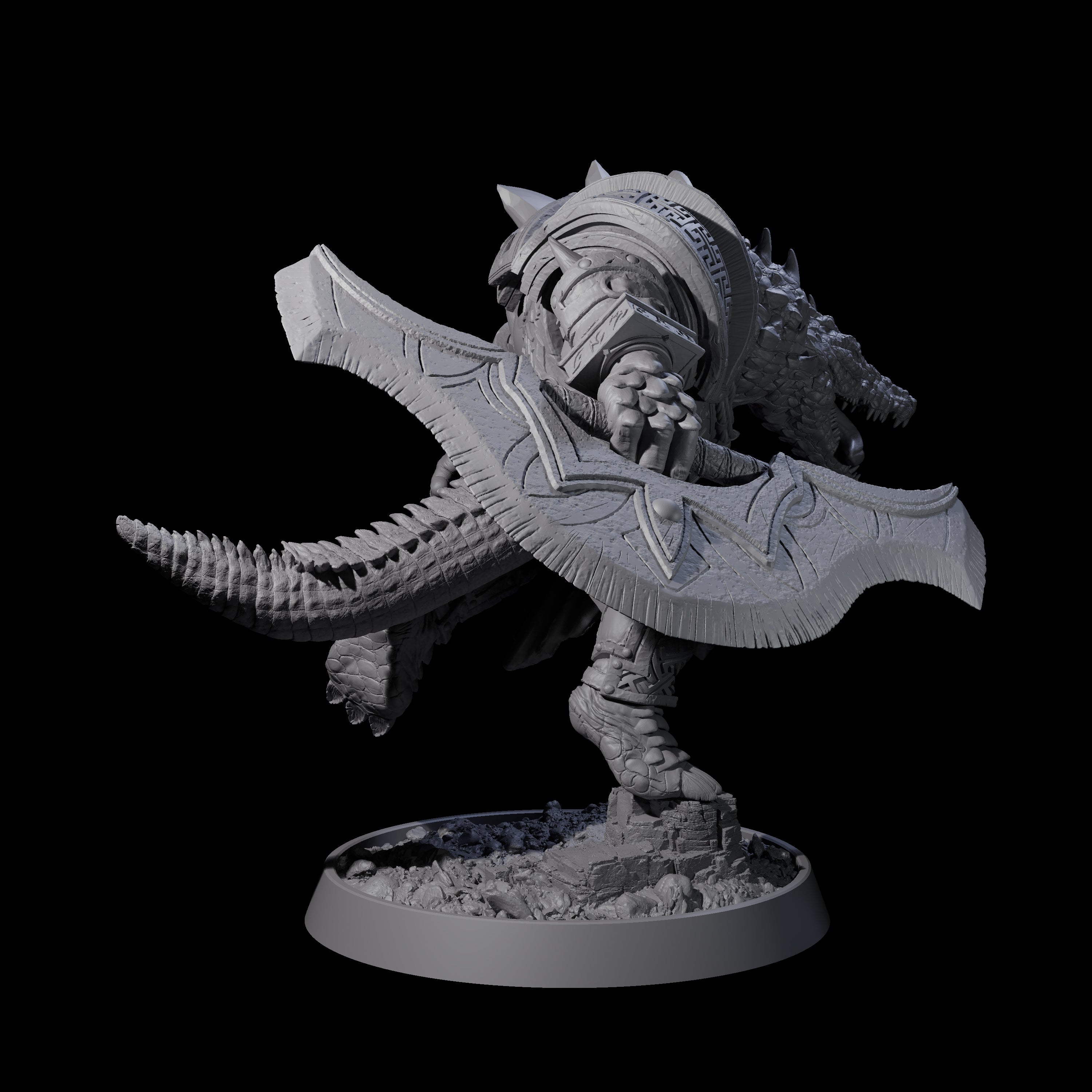 Aggressive Crocodilian Lizardfolk I Miniature for Dungeons and Dragons, Pathfinder or other TTRPGs