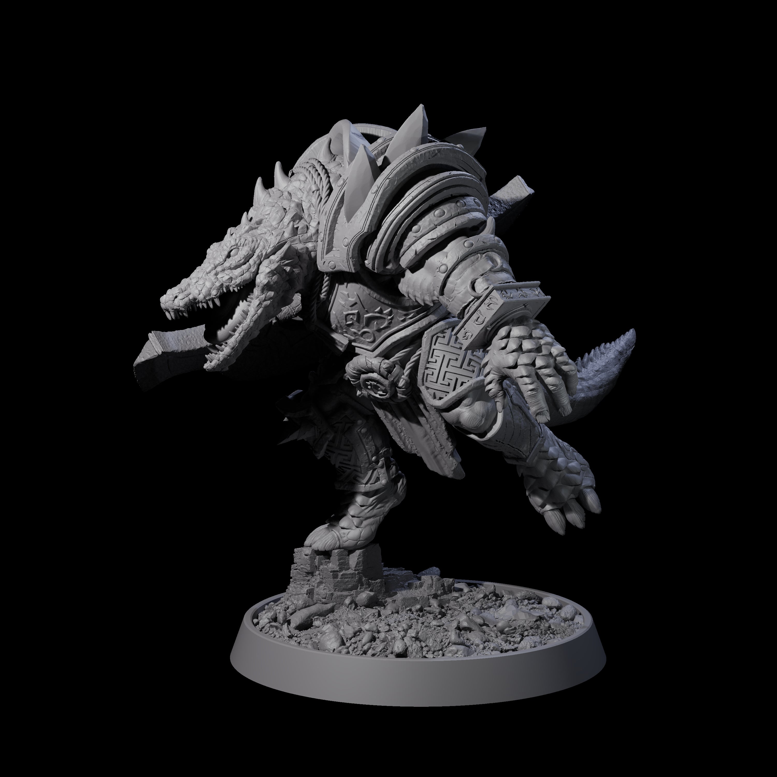 Aggressive Crocodilian Lizardfolk I Miniature for Dungeons and Dragons, Pathfinder or other TTRPGs