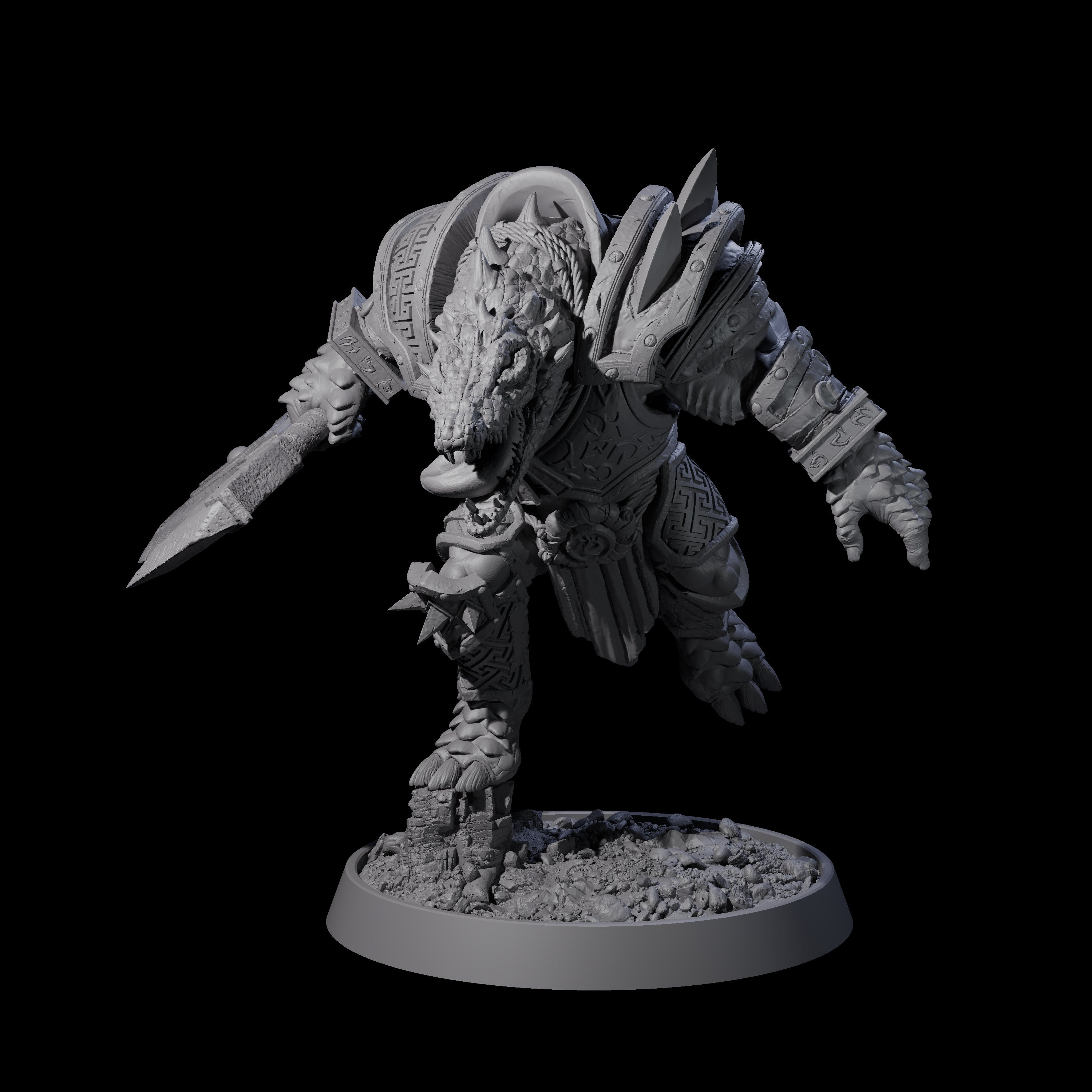 Aggressive Crocodilian Lizardfolk I Miniature for Dungeons and Dragons, Pathfinder or other TTRPGs