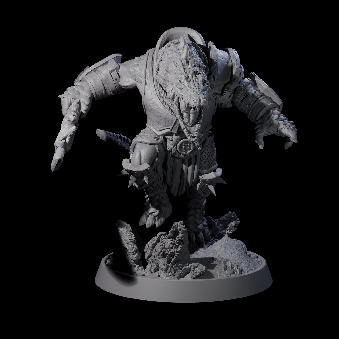 Aggressive Crocodilian Lizardfolk L Miniature for Dungeons and Dragons, Pathfinder or other TTRPGs
