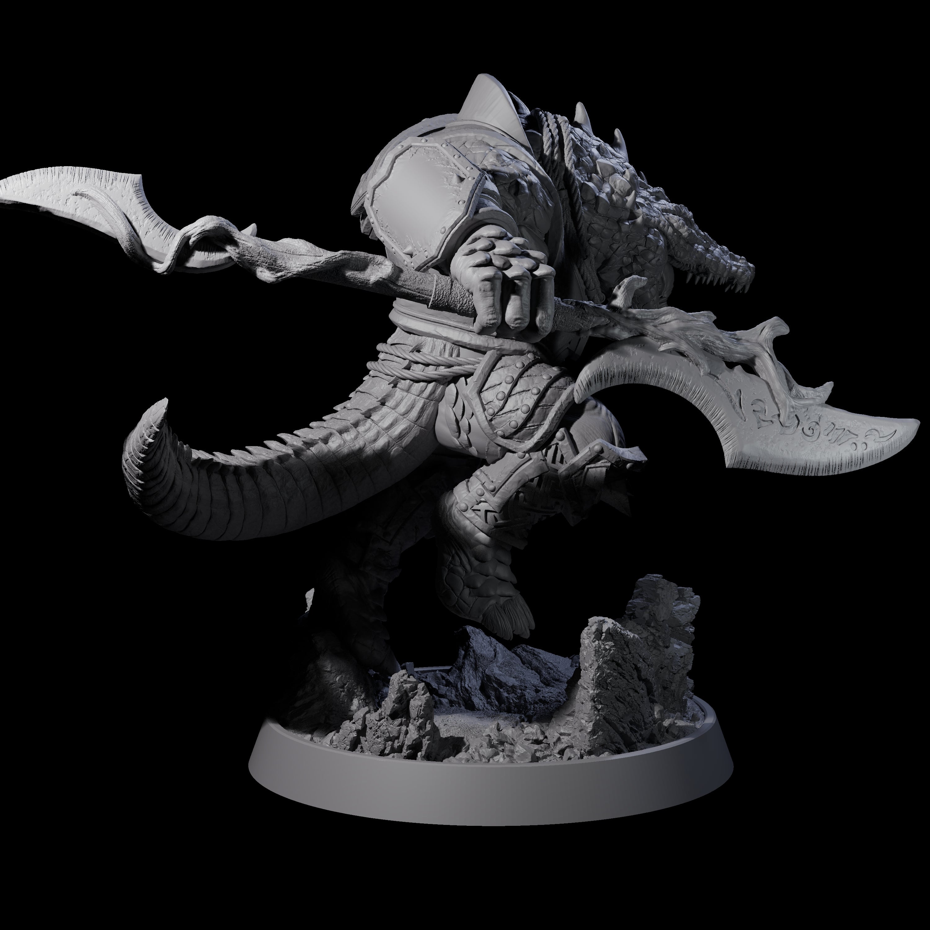Aggressive Crocodilian Lizardfolk L Miniature for Dungeons and Dragons, Pathfinder or other TTRPGs