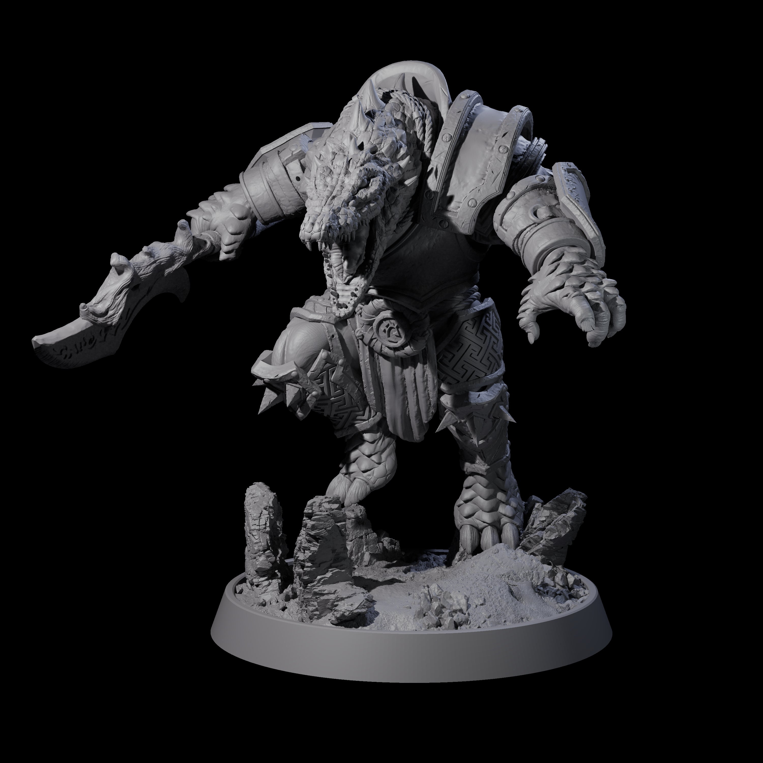 Aggressive Crocodilian Lizardfolk L Miniature for Dungeons and Dragons, Pathfinder or other TTRPGs