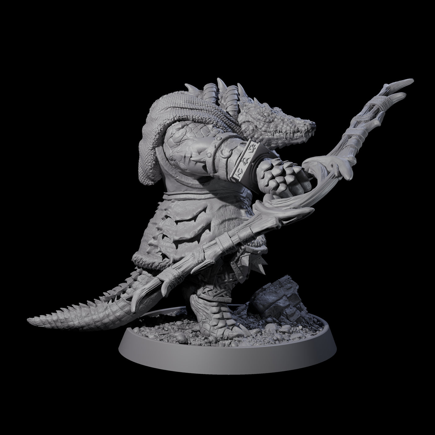 Aggressive Crocodilian Lizardfolk N Miniature for Dungeons and Dragons, Pathfinder or other TTRPGs