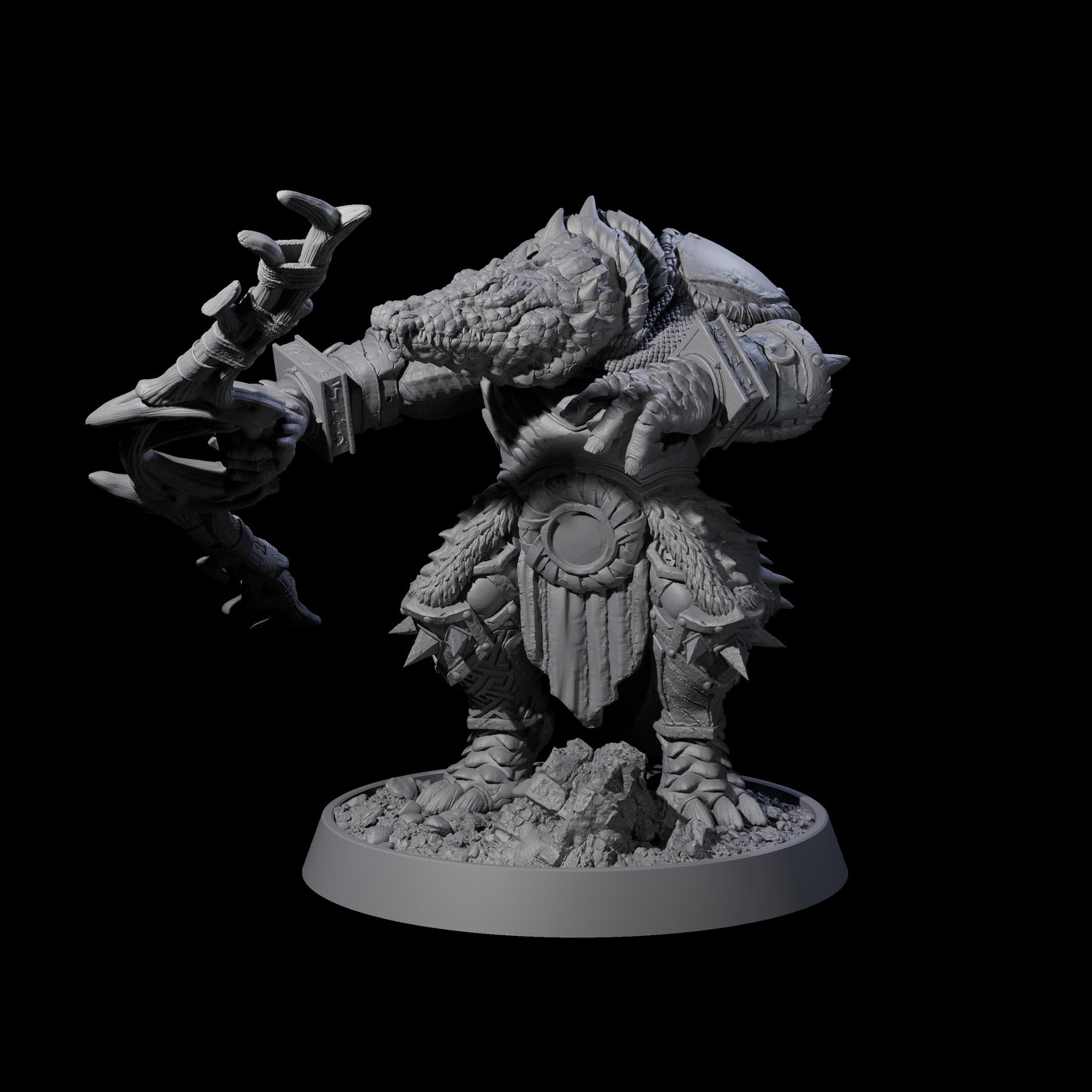 Aggressive Crocodilian Lizardfolk N Miniature for Dungeons and Dragons, Pathfinder or other TTRPGs