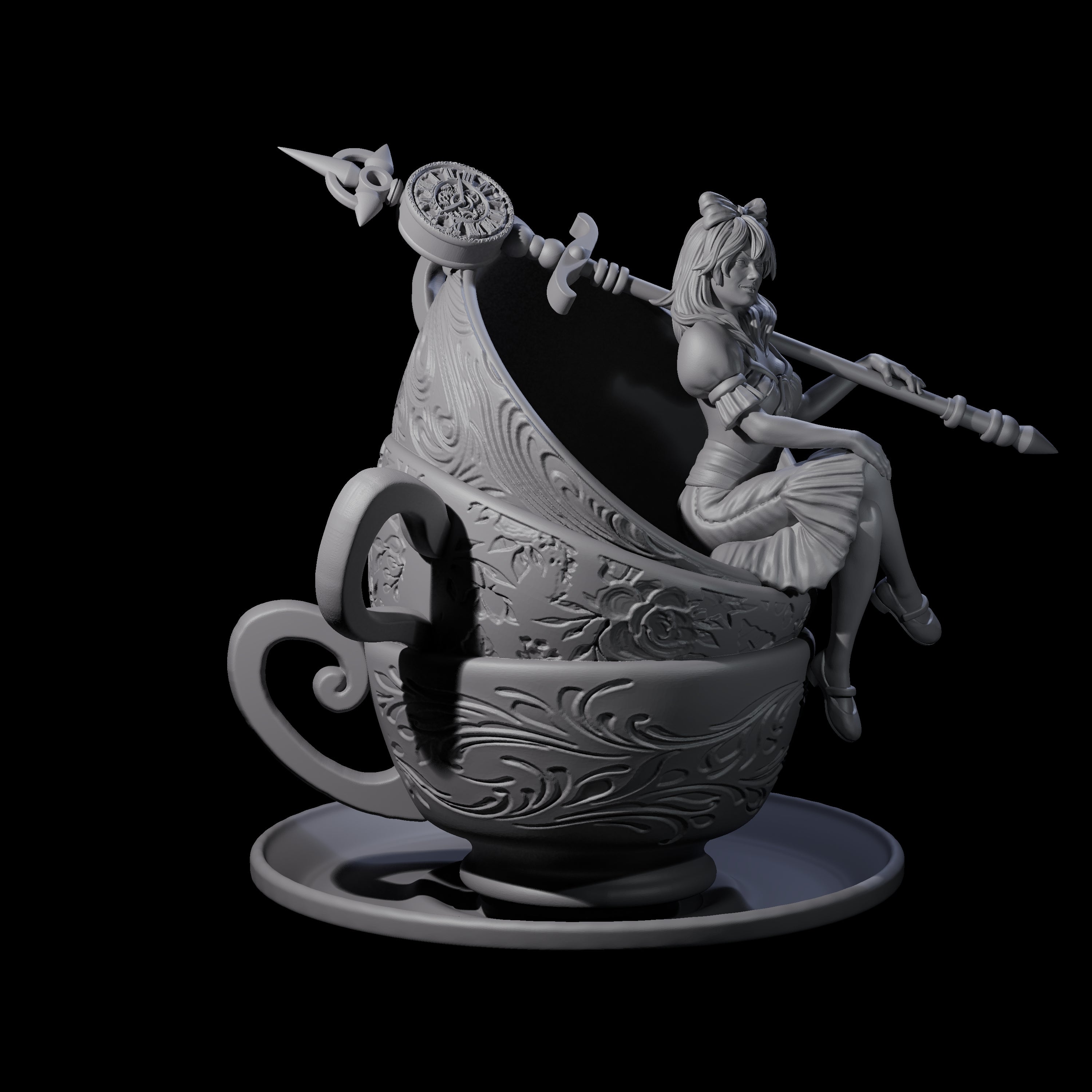 Alice on a Giant Cup Miniature for Dungeons and Dragons, Pathfinder or other TTRPGs