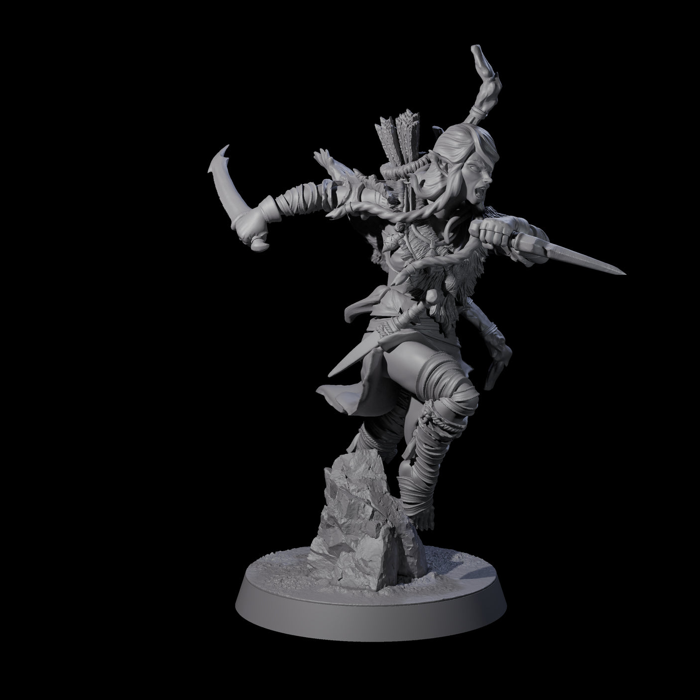 Ambushing Elf Rogue A Miniature for Dungeons and Dragons, Pathfinder or other TTRPGs
