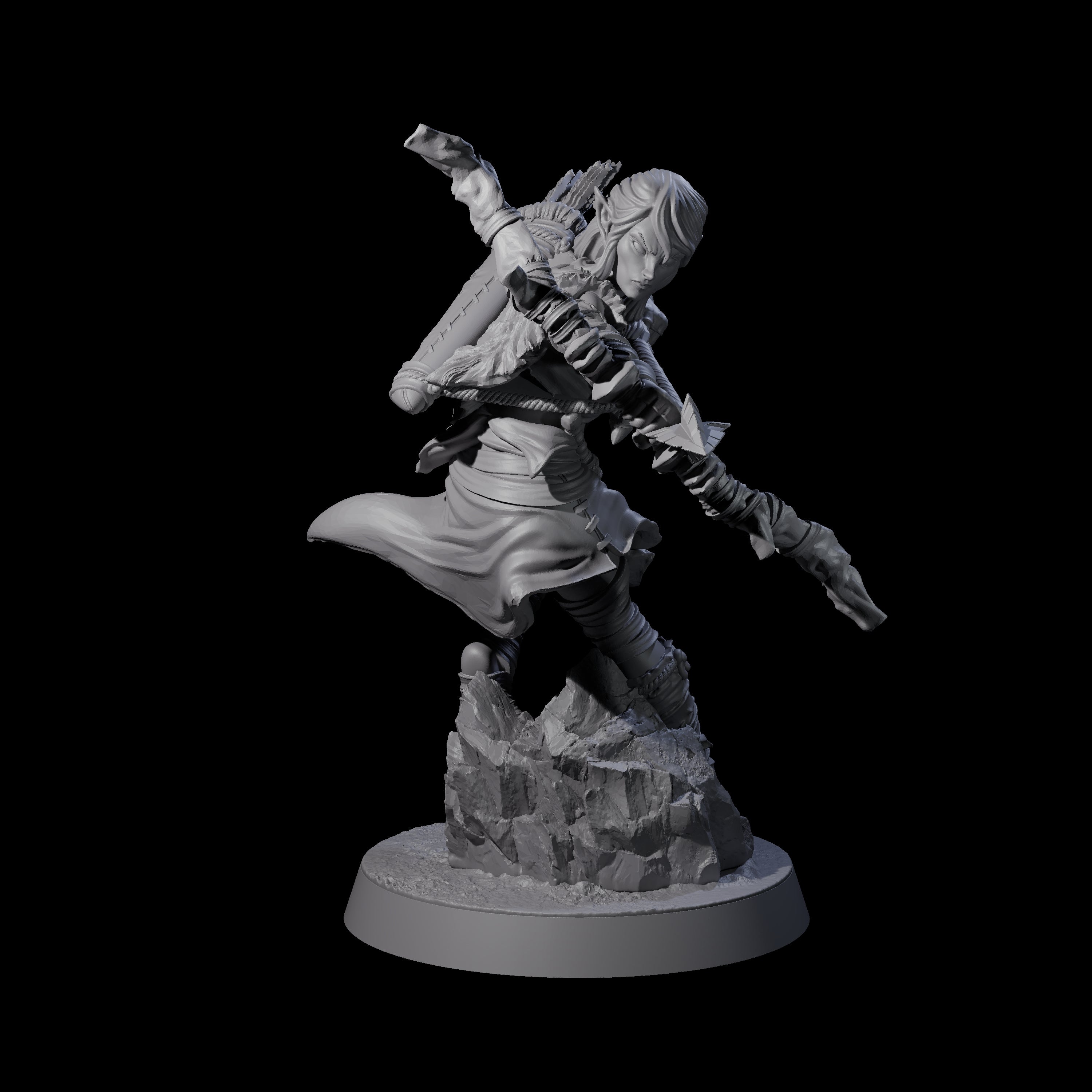 Ambushing Elf Rogue B Miniature for Dungeons and Dragons, Pathfinder or other TTRPGs