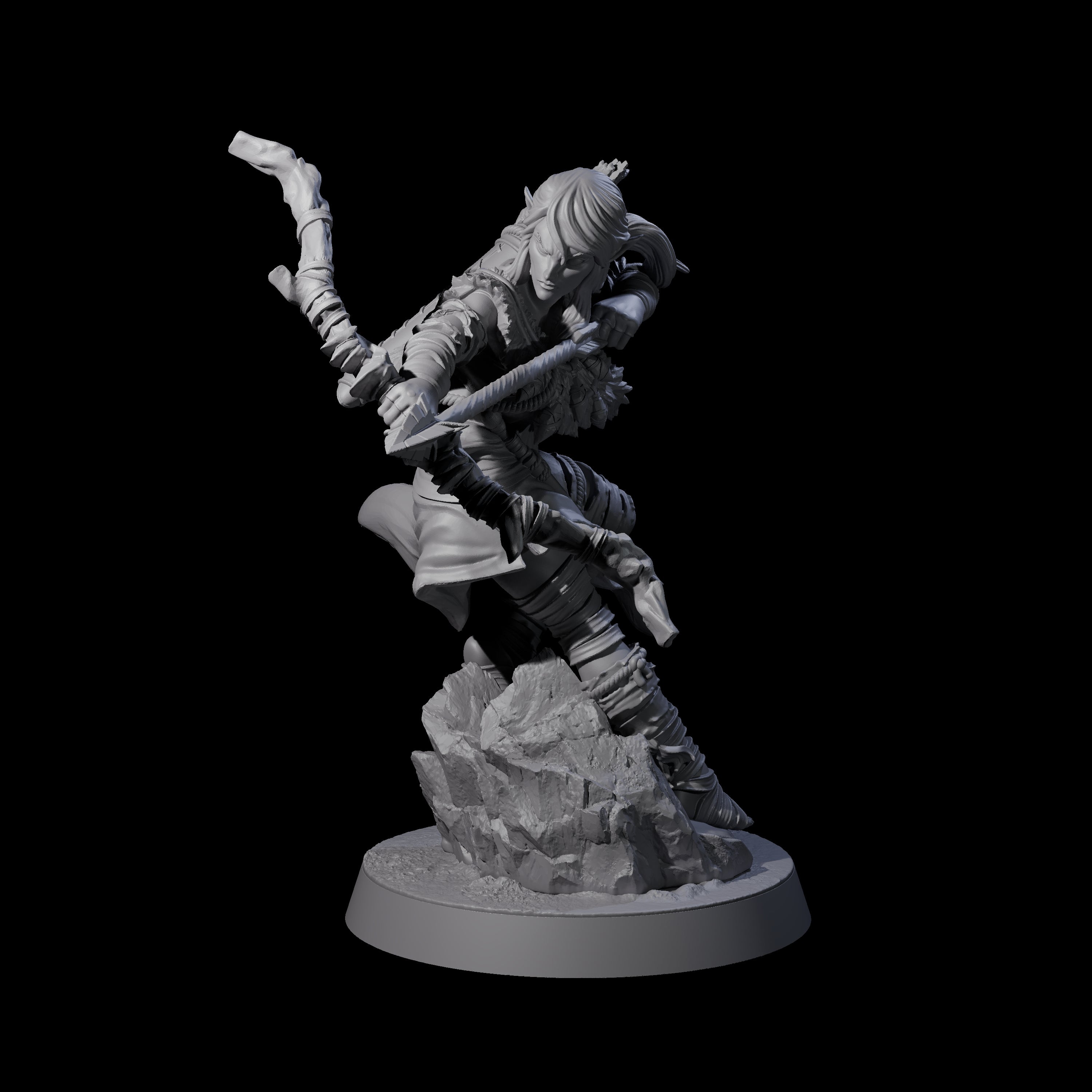Ambushing Elf Rogue B Miniature for Dungeons and Dragons, Pathfinder or other TTRPGs