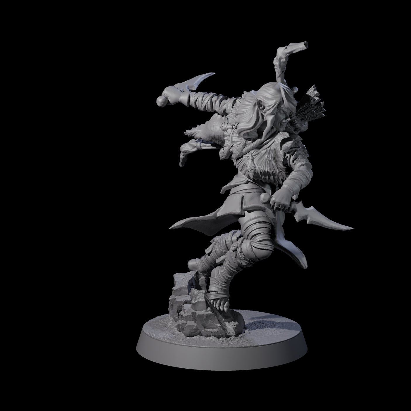 Ambushing Elf Rogue C Miniature for Dungeons and Dragons, Pathfinder or other TTRPGs