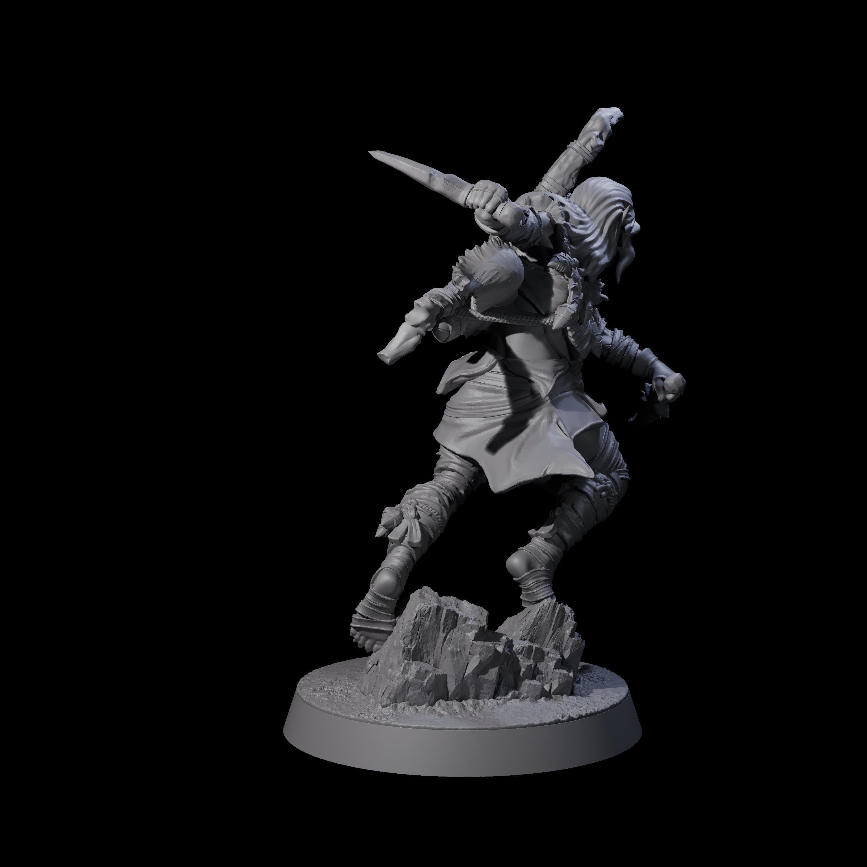 Ambushing Elf Rogue C Miniature for Dungeons and Dragons, Pathfinder or other TTRPGs