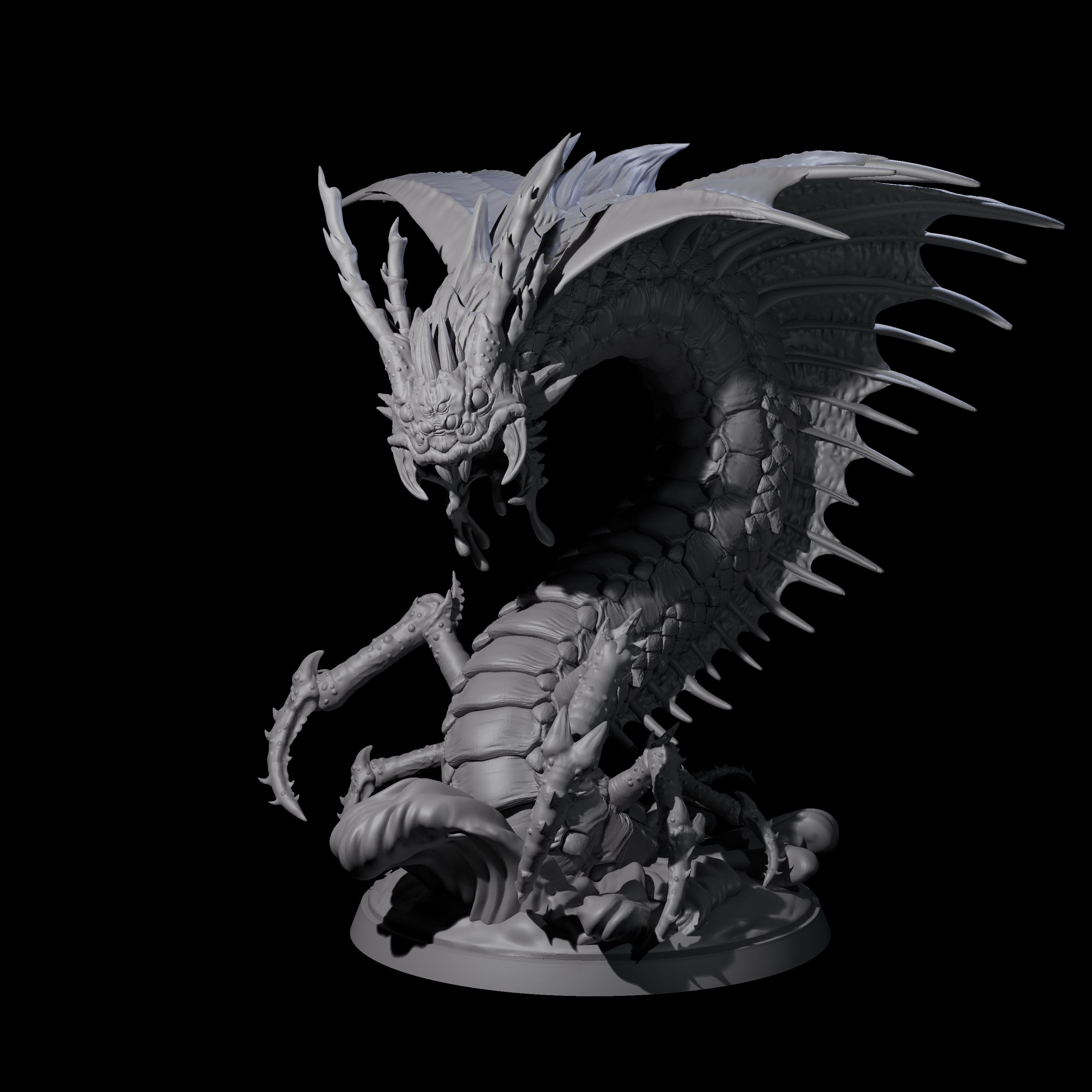 Ambushing Fjord Linnorm Miniature for Dungeons and Dragons, Pathfinder or other TTRPGs