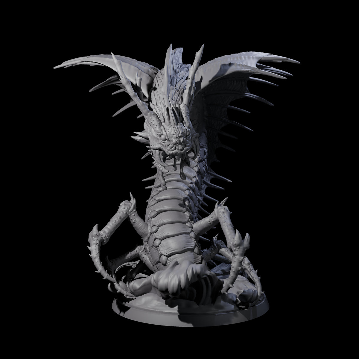 Ambushing Fjord Linnorm Miniature for Dungeons and Dragons, Pathfinder or other TTRPGs