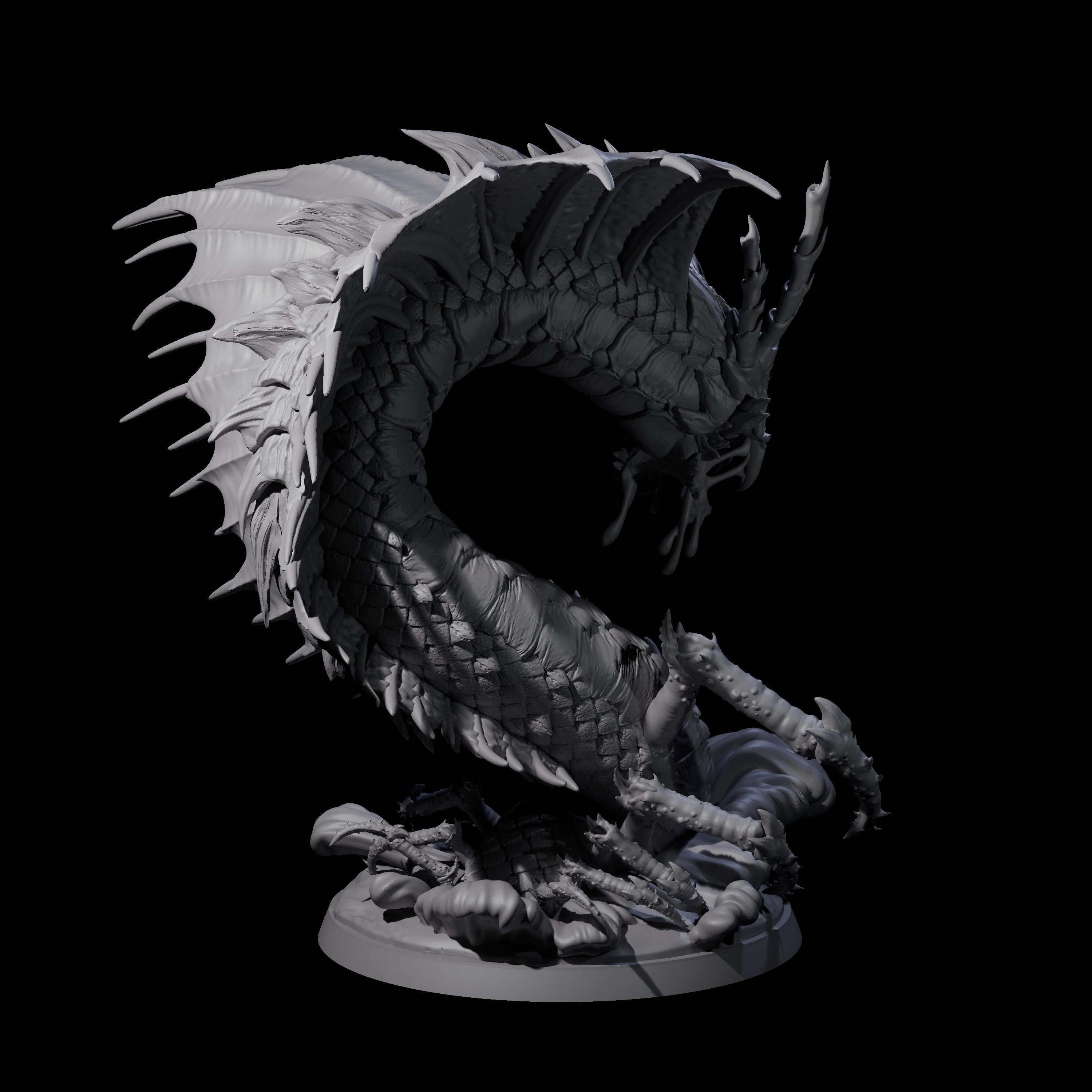 Ambushing Fjord Linnorm Miniature for Dungeons and Dragons, Pathfinder or other TTRPGs