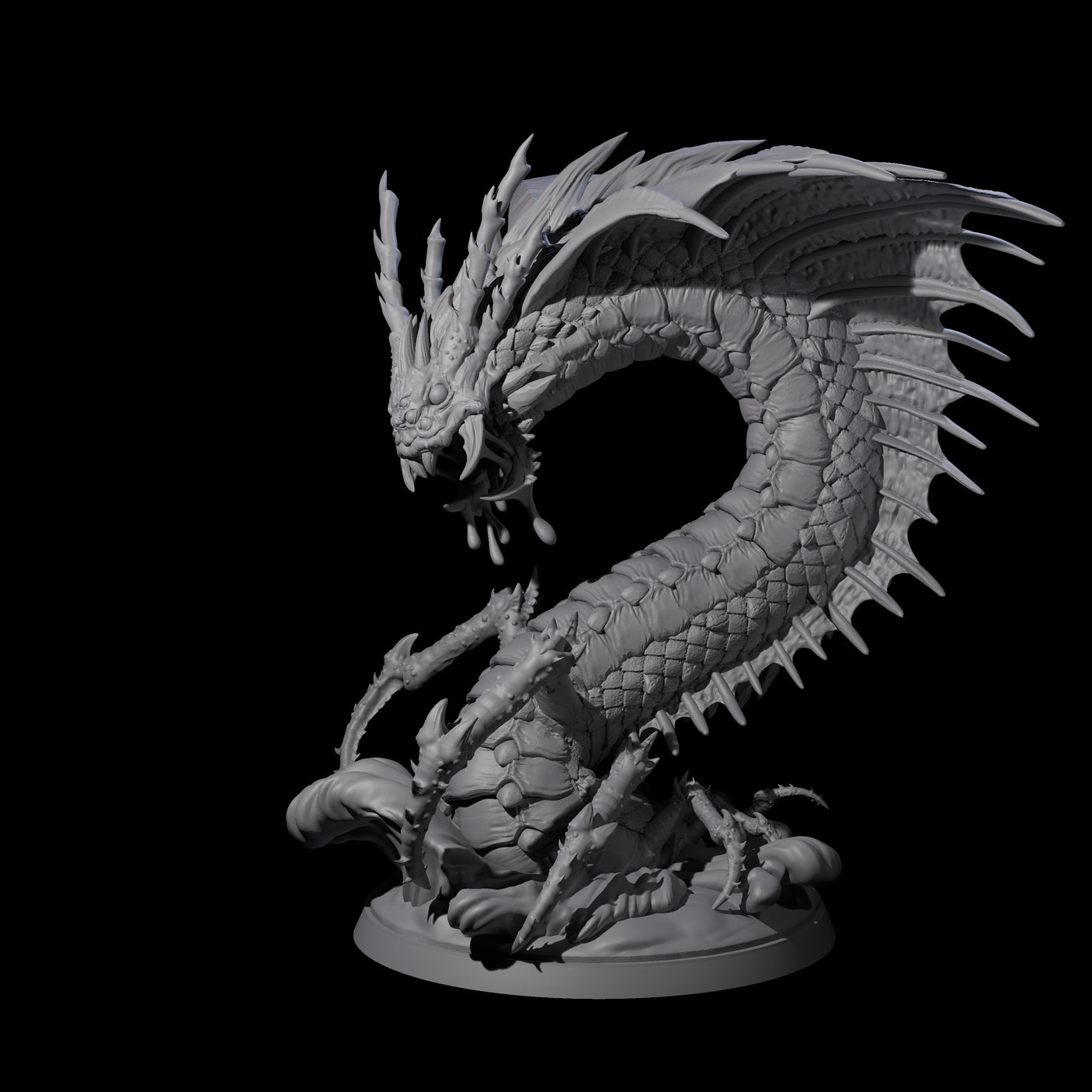 Ambushing Fjord Linnorm Miniature for Dungeons and Dragons, Pathfinder or other TTRPGs
