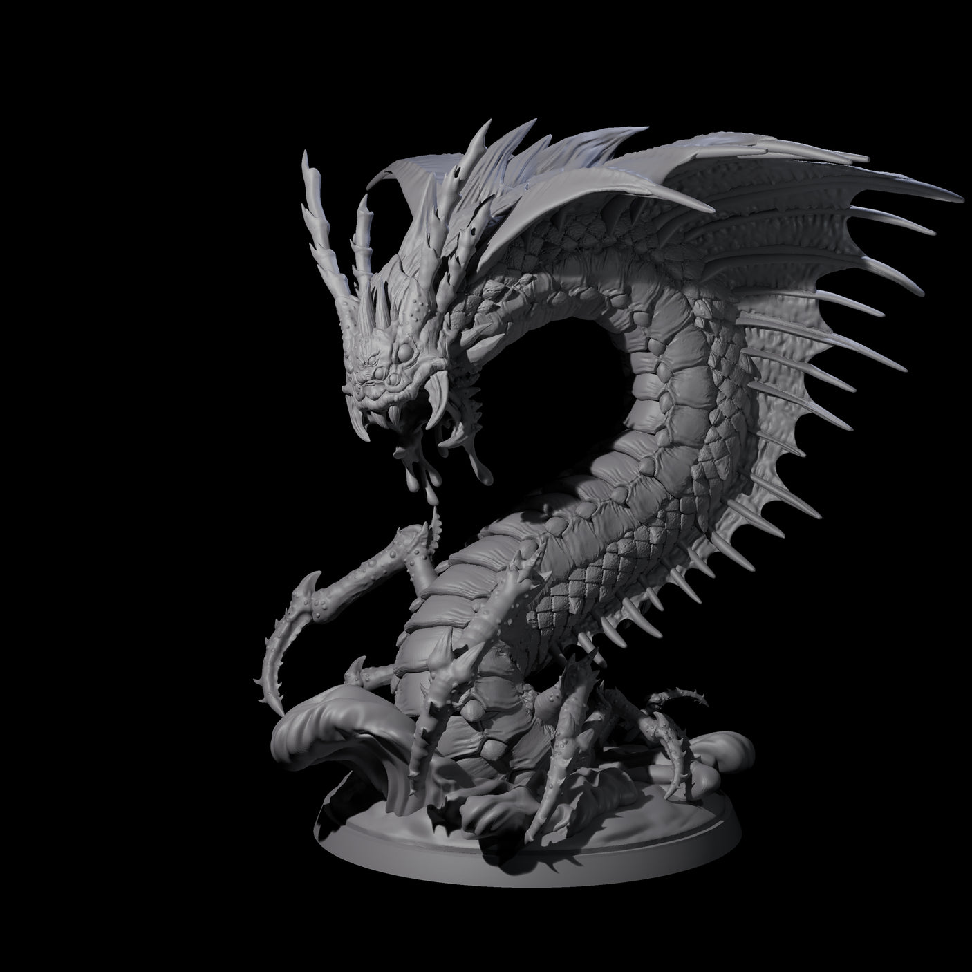 Ambushing Fjord Linnorm Miniature for Dungeons and Dragons, Pathfinder or other TTRPGs