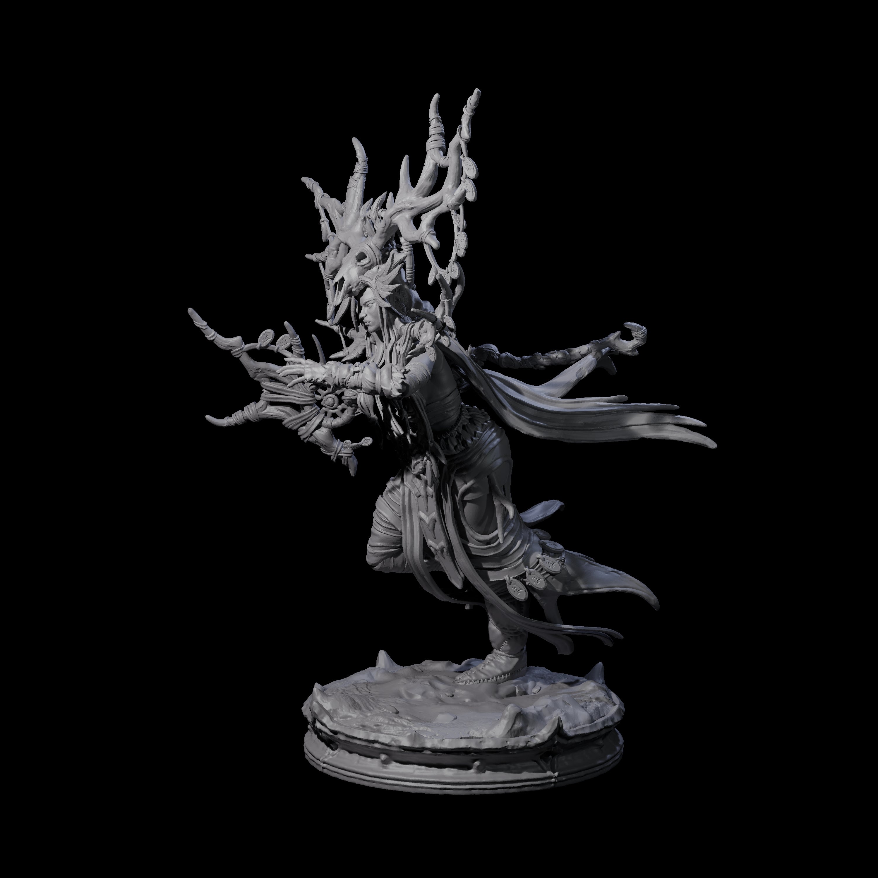 Ancient Dark Elf Druid of the Underdark A Miniature for Dungeons and Dragons, Pathfinder or other TTRPGs