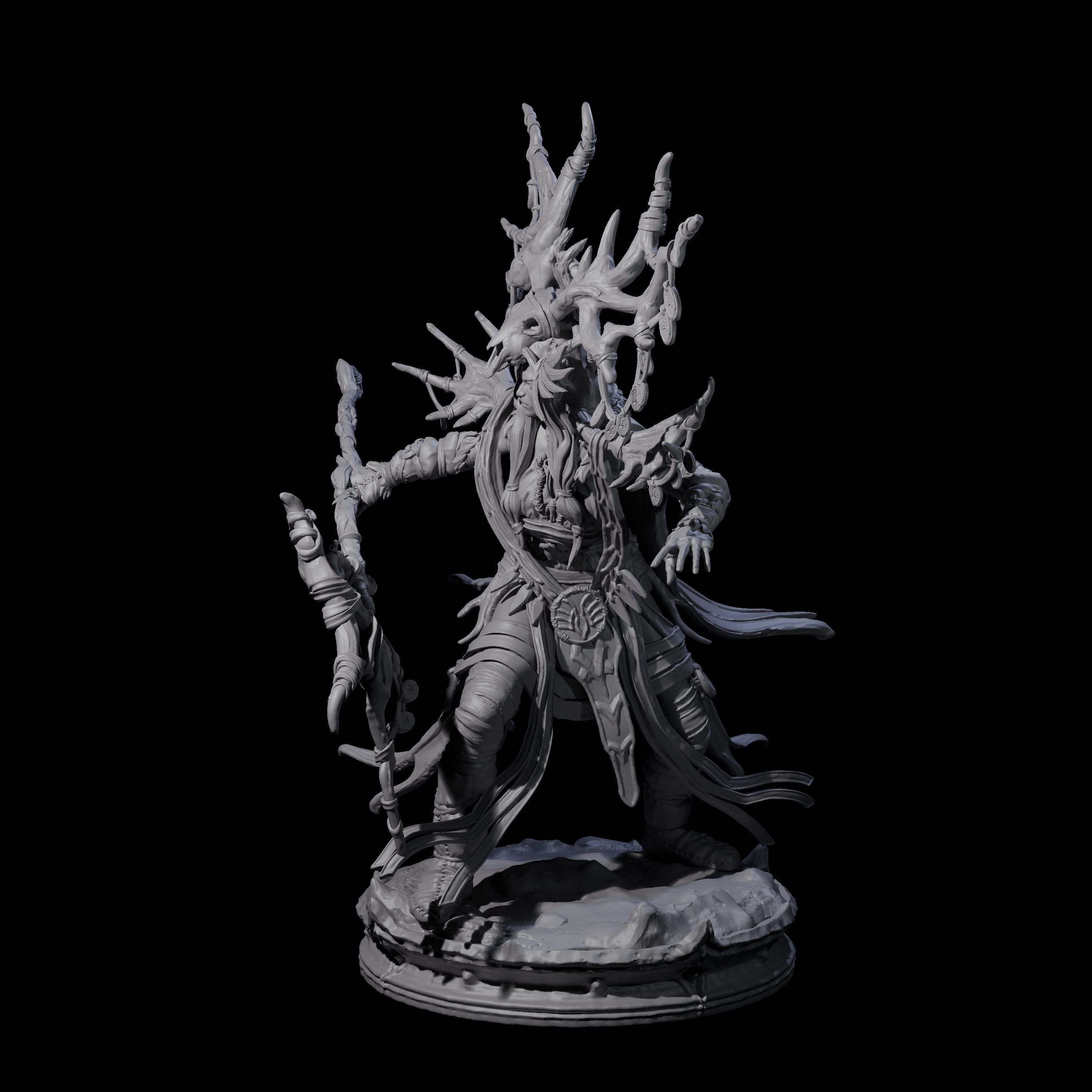 Ancient Dark Elf Druid of the Underdark B Miniature for Dungeons and Dragons, Pathfinder or other TTRPGs