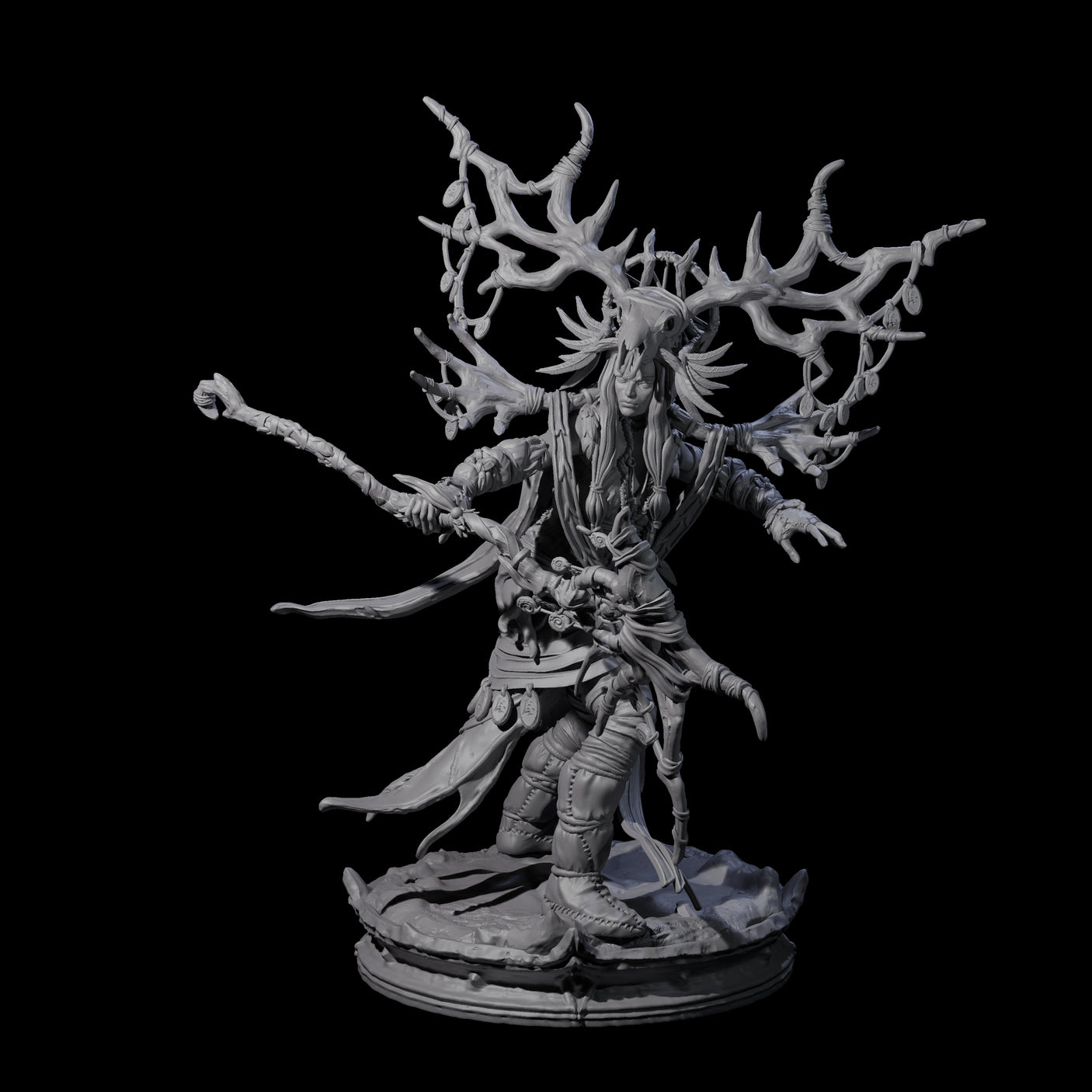 Ancient Dark Elf Druid of the Underdark B Miniature for Dungeons and Dragons, Pathfinder or other TTRPGs