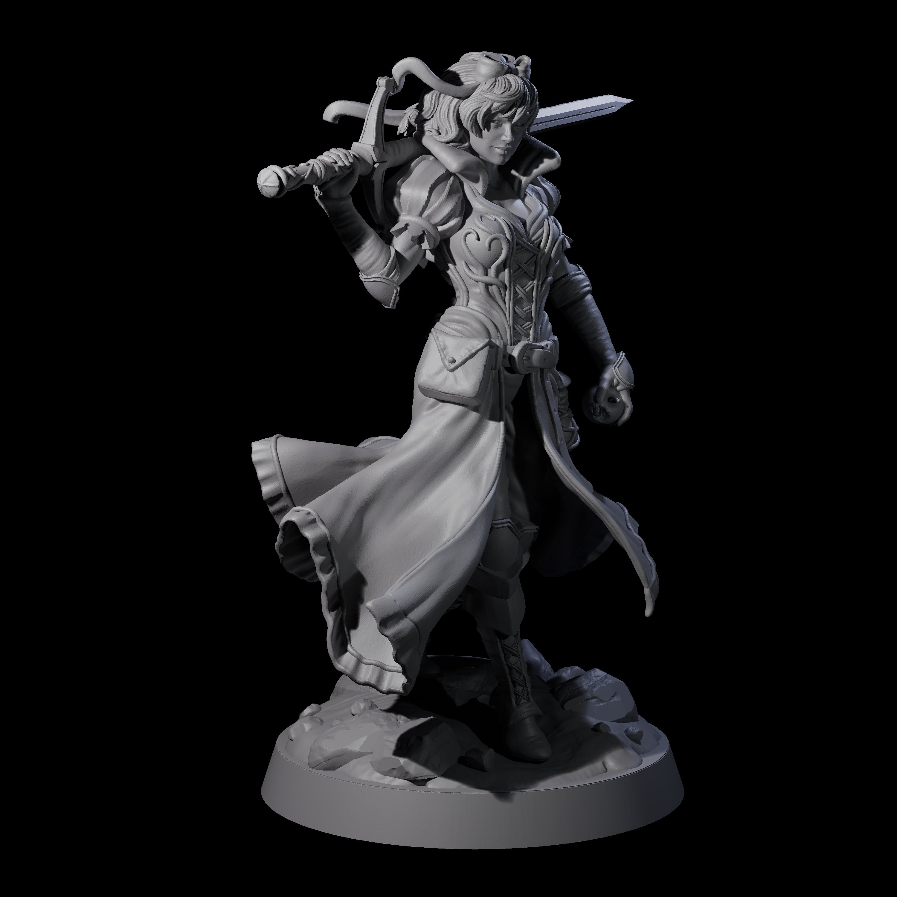 Apple Eating Fighter Miniature for Dungeons and Dragons, Pathfinder or other TTRPGs