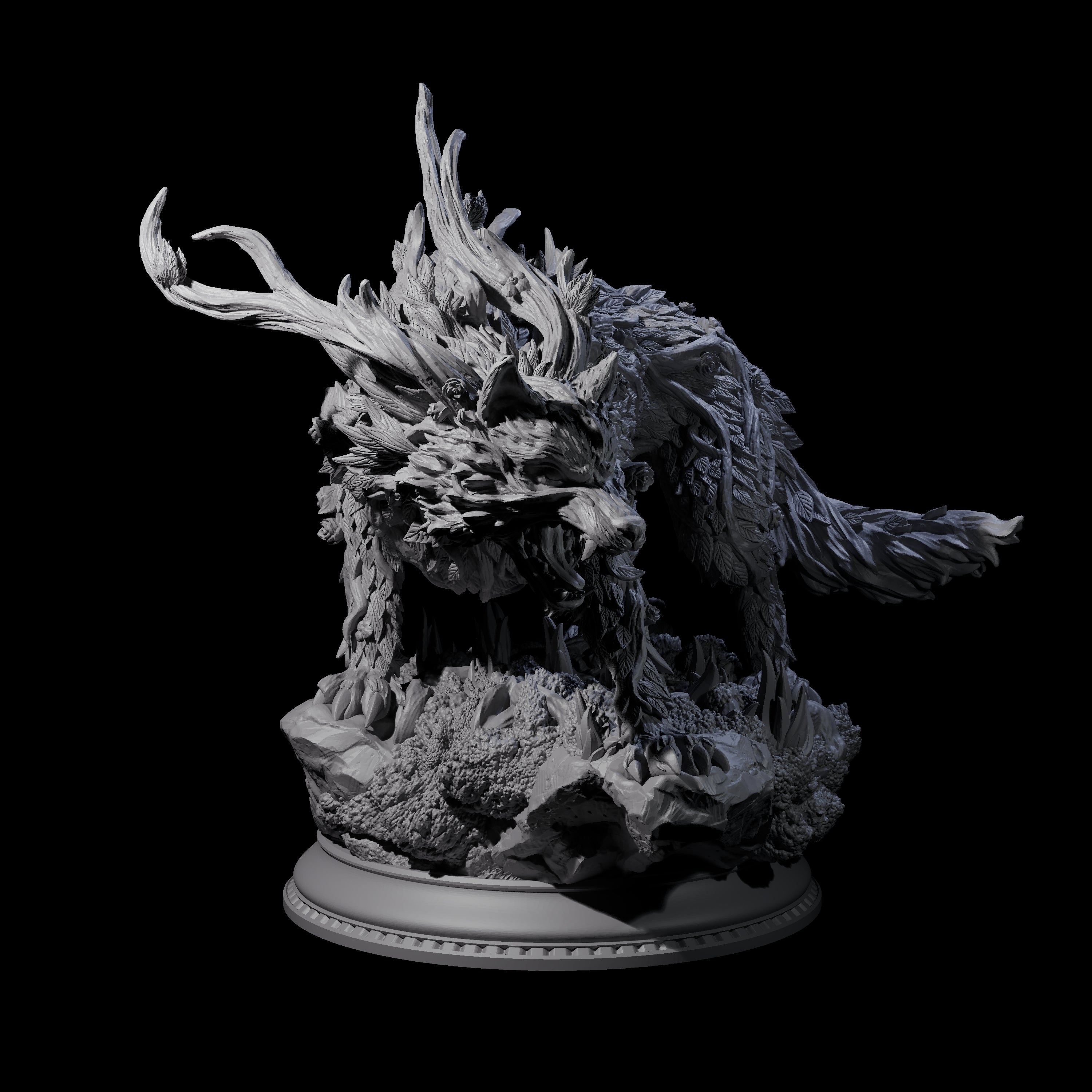Arching Fae Wood Wolf Miniature for Dungeons and Dragons, Pathfinder or other TTRPGs