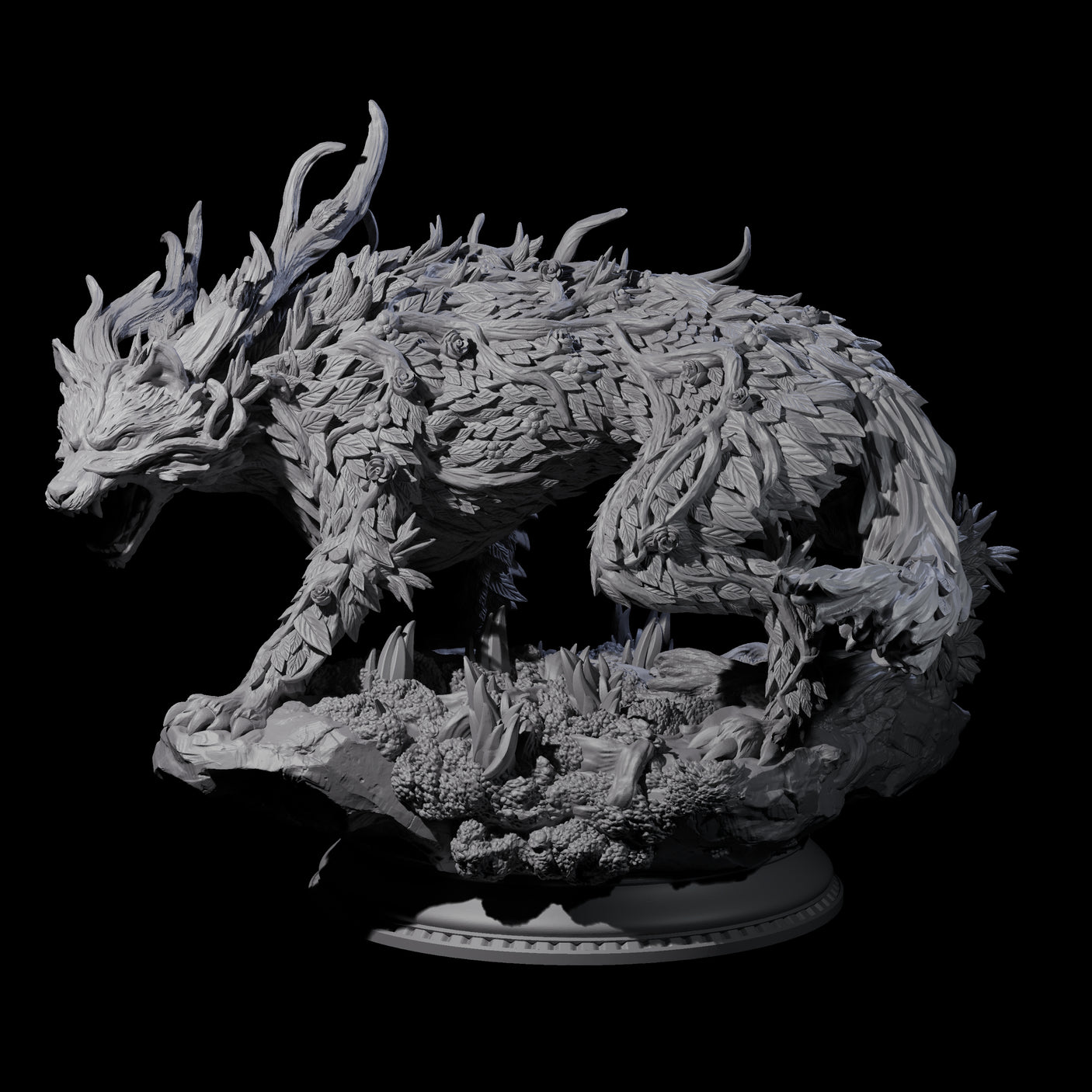 Arching Fae Wood Wolf Miniature for Dungeons and Dragons, Pathfinder or other TTRPGs