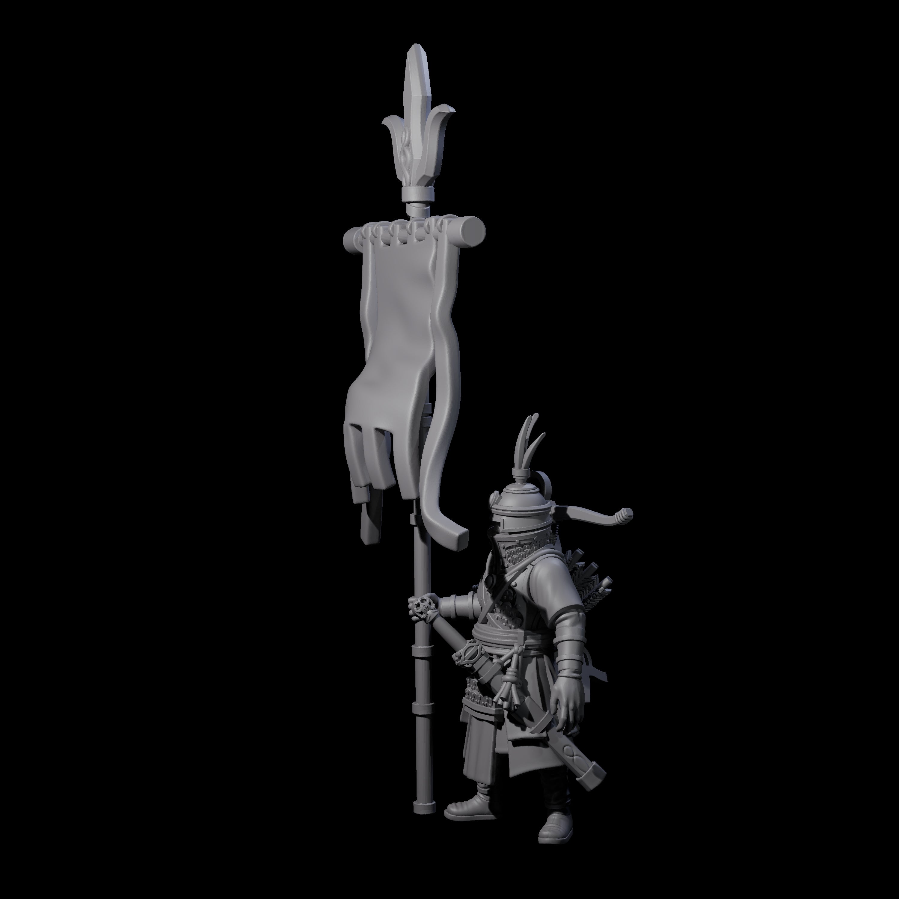 Arm Aching Human Flagbearer Miniature for Dungeons and Dragons, Pathfinder or other TTRPGs