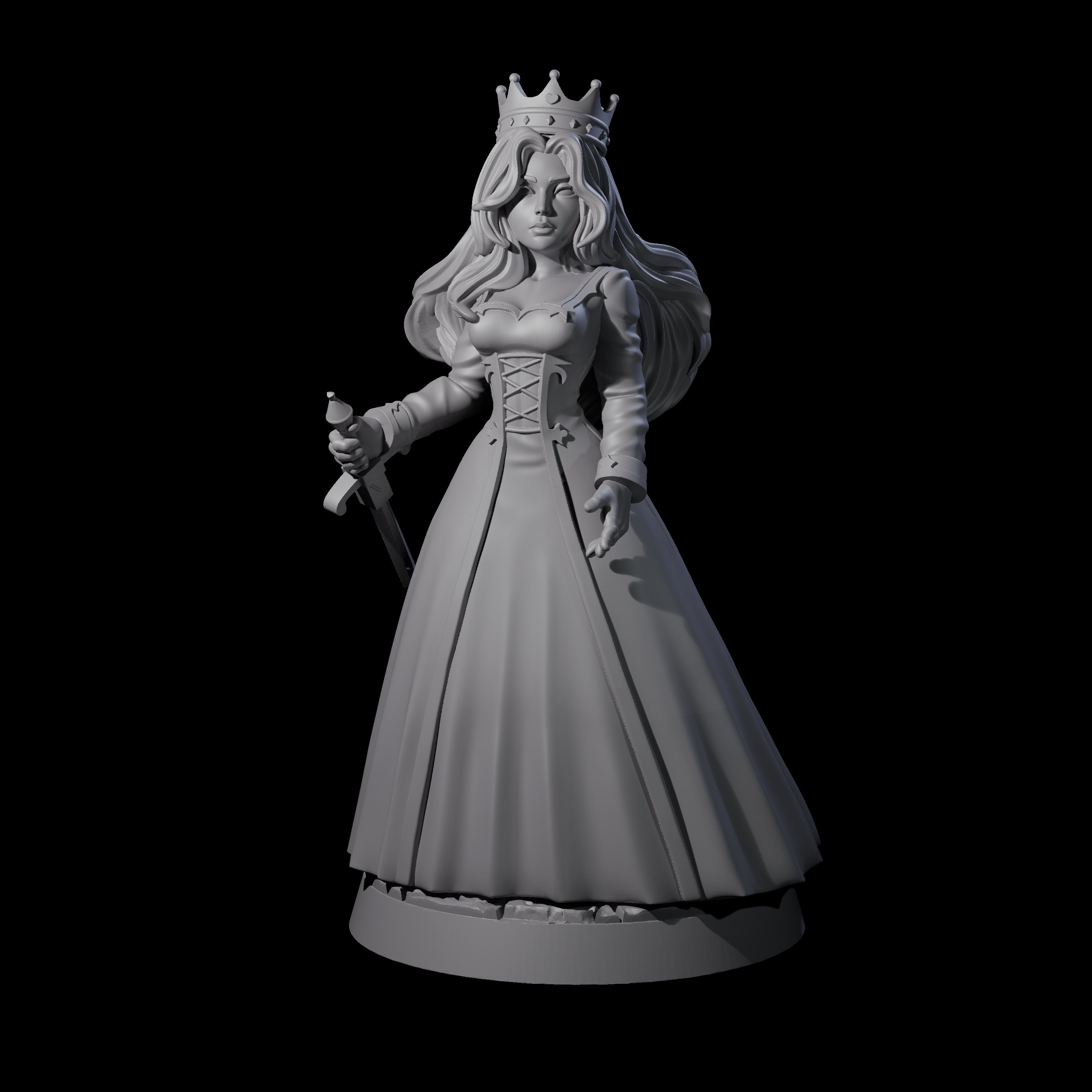 Armed Queen Miniature for Dungeons and Dragons, Pathfinder or other TTRPGs