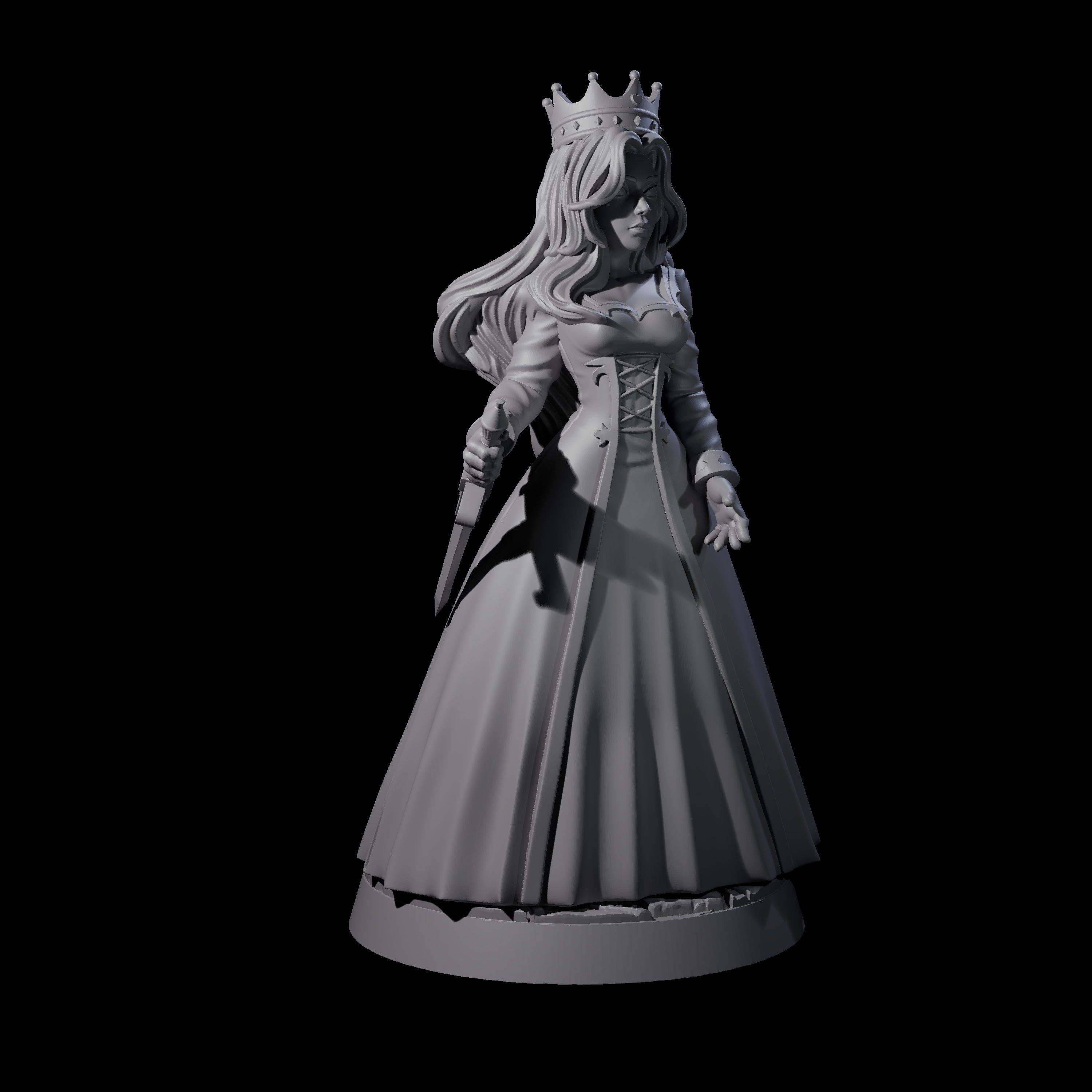 Armed Queen Miniature for Dungeons and Dragons, Pathfinder or other TTRPGs