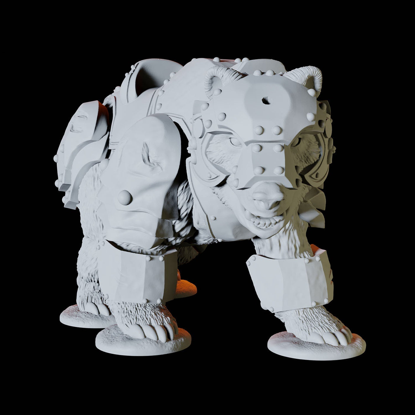 Armoured Bear Type B Miniature for Dungeons and Dragons, Pathfinder or other TTRPGs