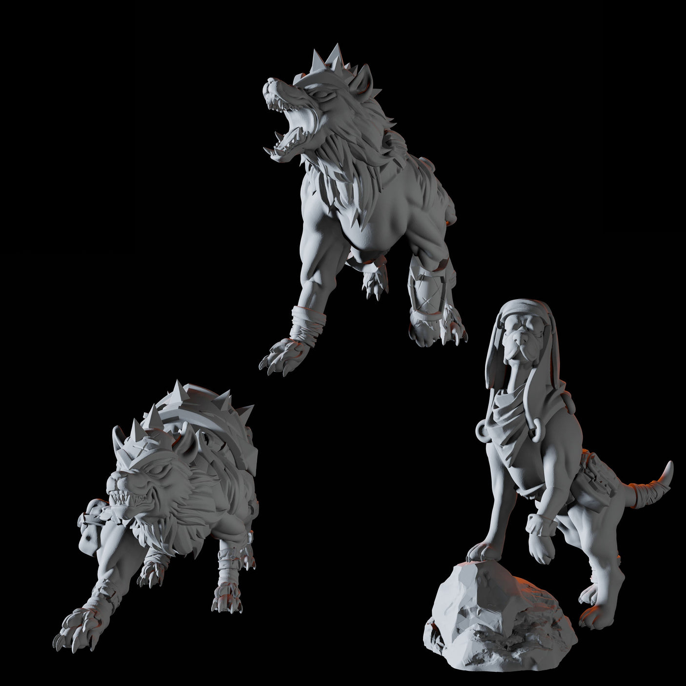 Armoured Dogs Miniature for Dungeons and Dragons, Pathfinder or other TTRPGs