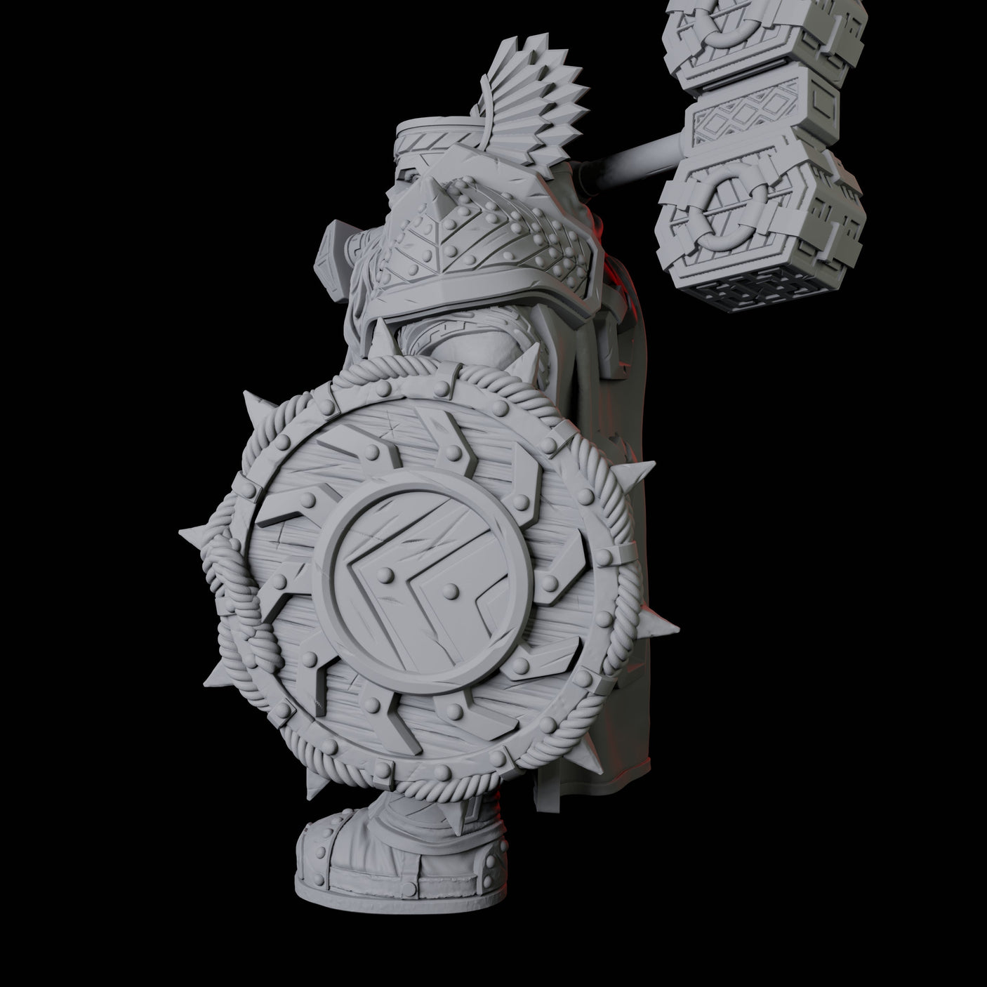 Armoured Dwarf with Shield and Hammer Miniature for Dungeons and Dragons, Pathfinder or other TTRPGs