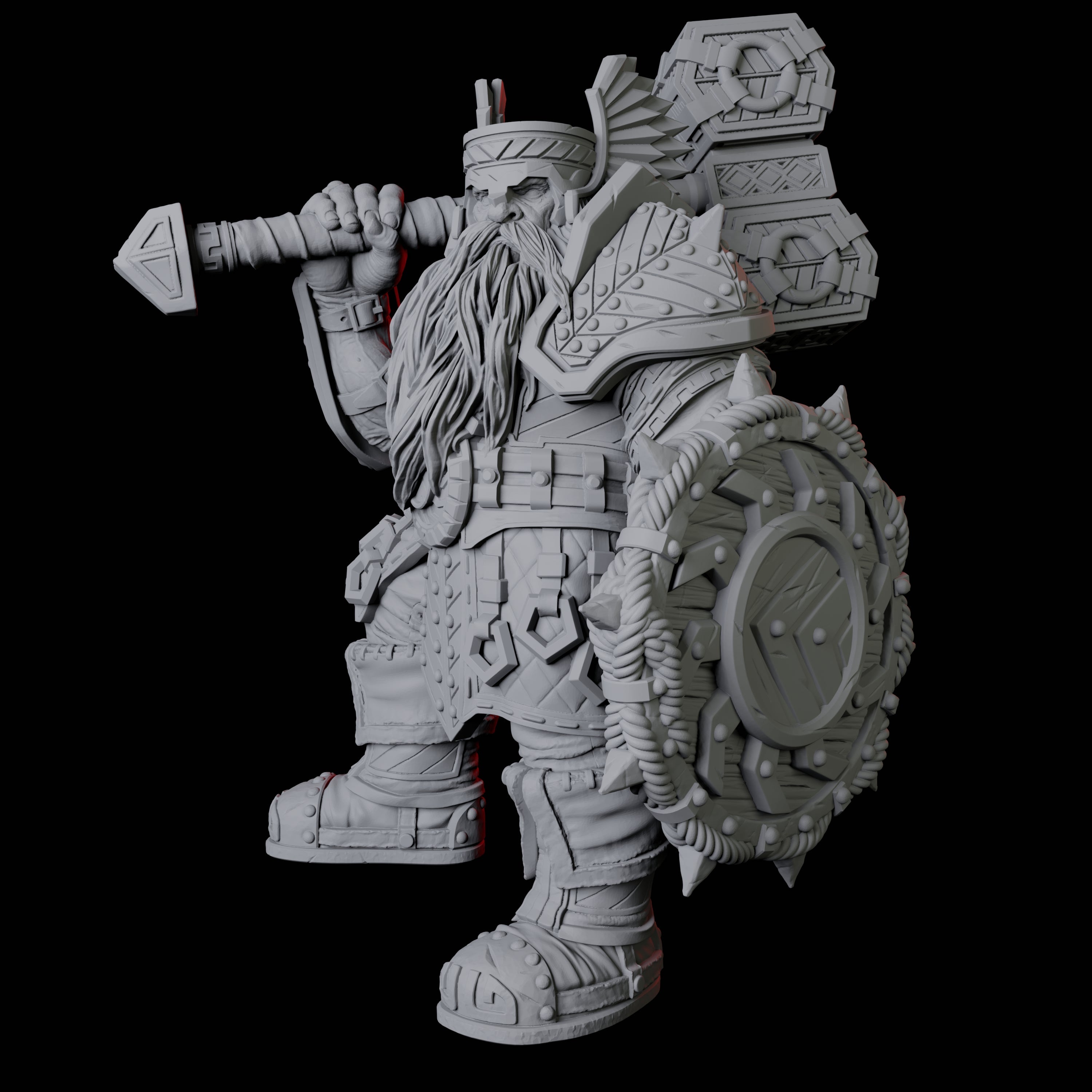 Armoured Dwarf with Shield and Hammer Miniature for Dungeons and Dragons