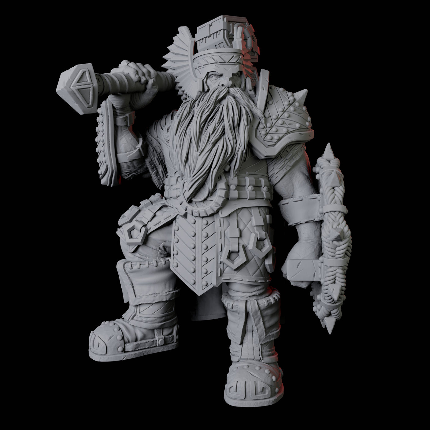 Armoured Dwarf with Shield and Hammer Miniature for Dungeons and Dragons, Pathfinder or other TTRPGs
