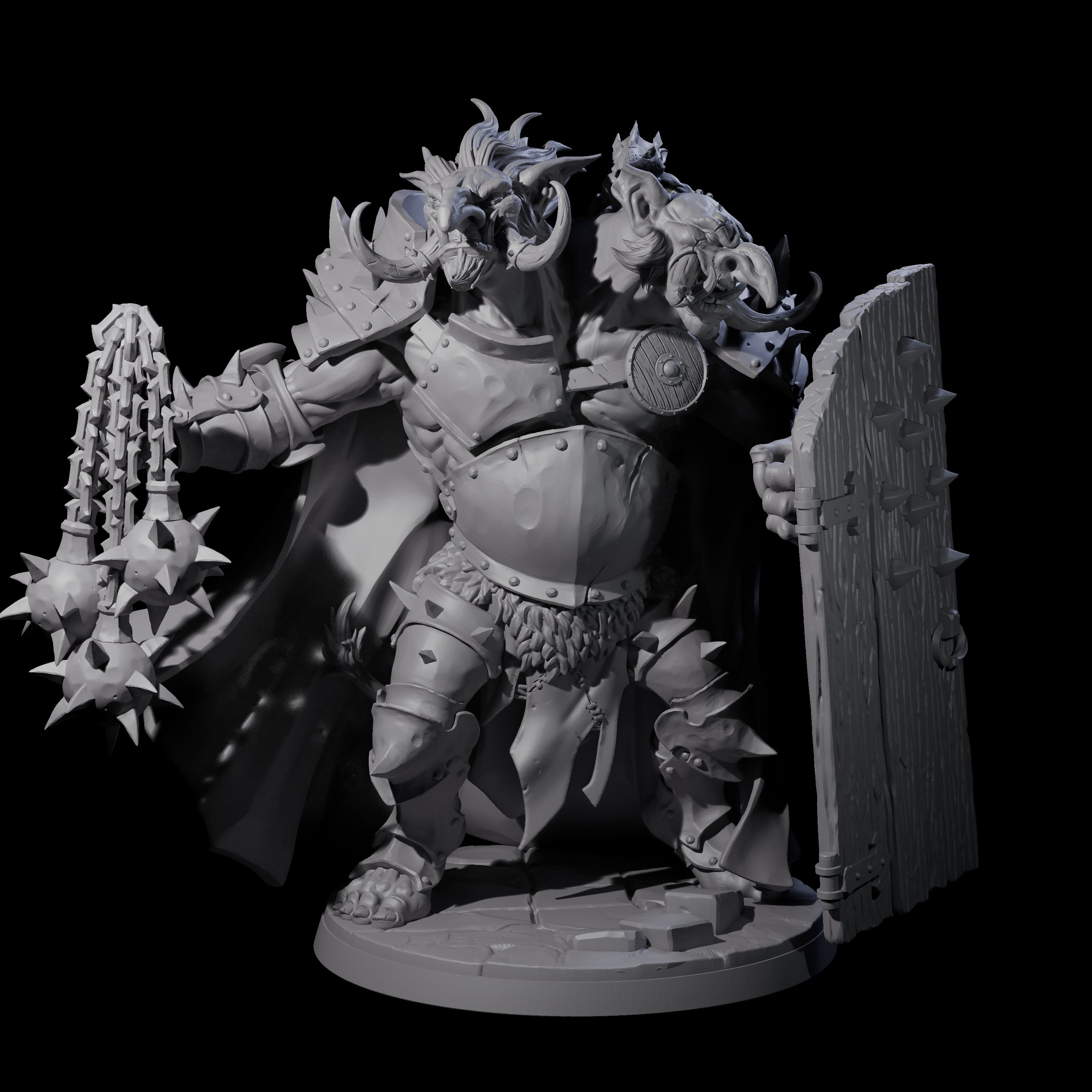 Armoured Ettin General Miniature for Dungeons and Dragons, Pathfinder or other TTRPGs