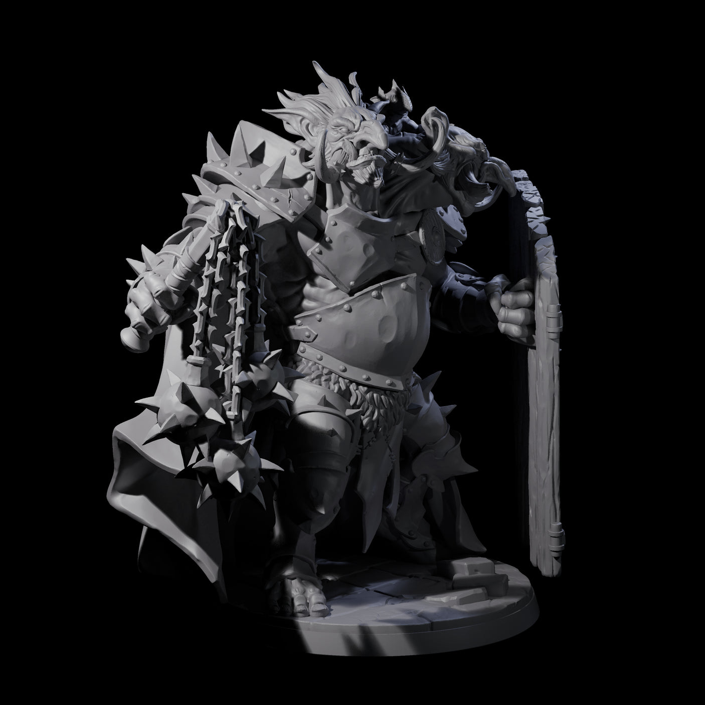 Armoured Ettin General Miniature for Dungeons and Dragons, Pathfinder or other TTRPGs