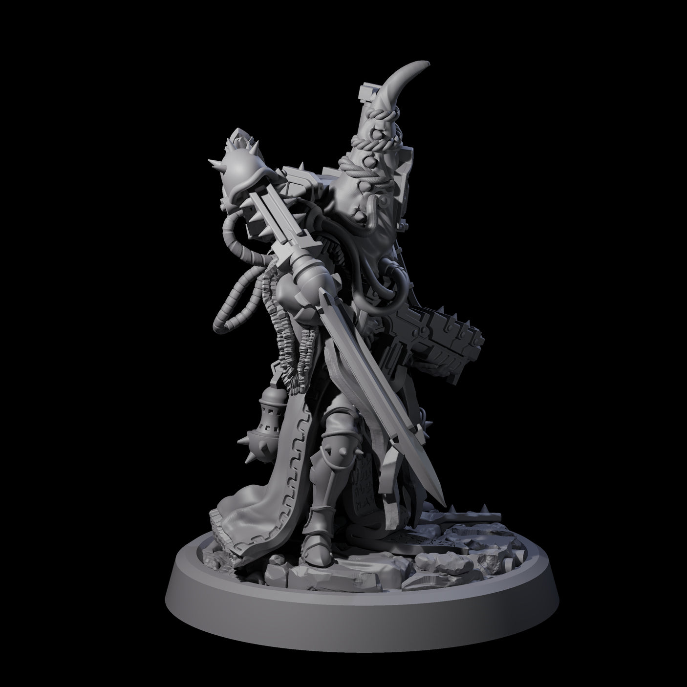 Armoured Iron Human Nuncio C Miniature for Dungeons and Dragons, Pathfinder or other TTRPGs